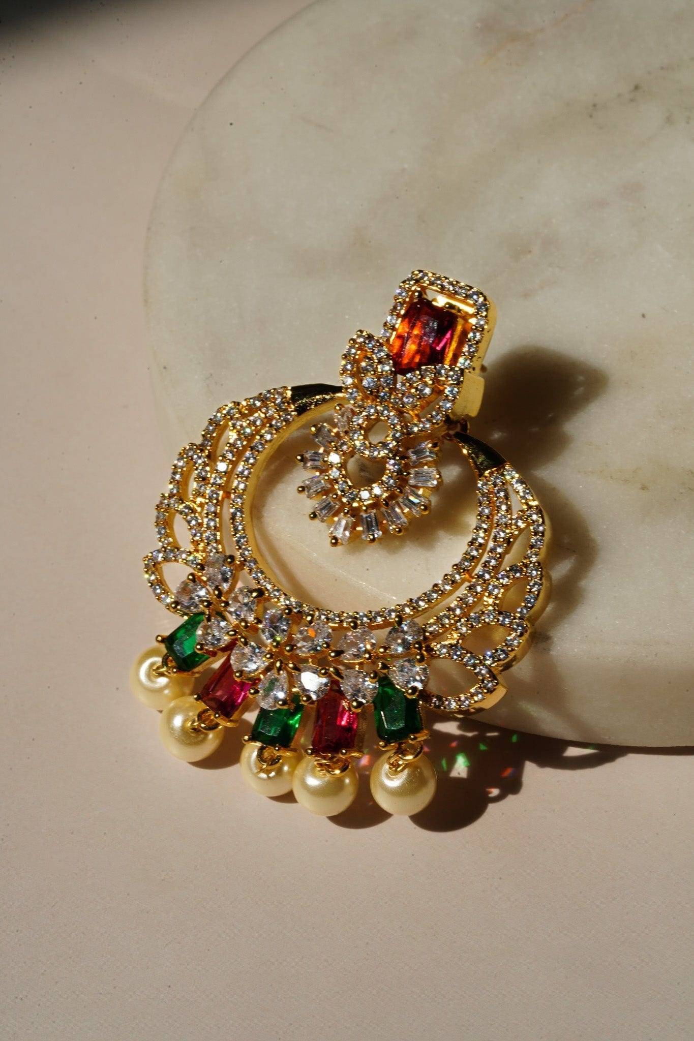 Anaya - Gold AD Chandbali Earrings Chandbali from Inaury