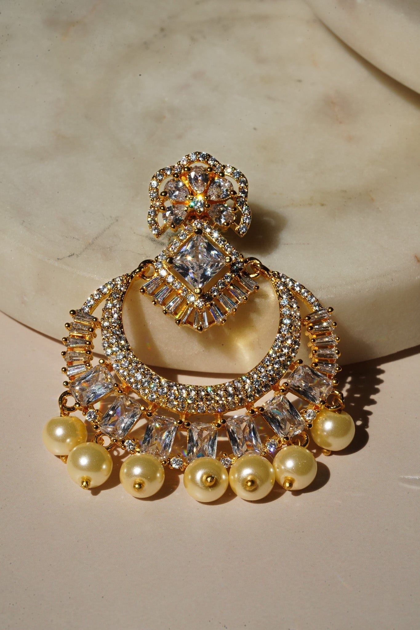 Anaya - Gold AD Chandbali Earrings Chandbali from Inaury