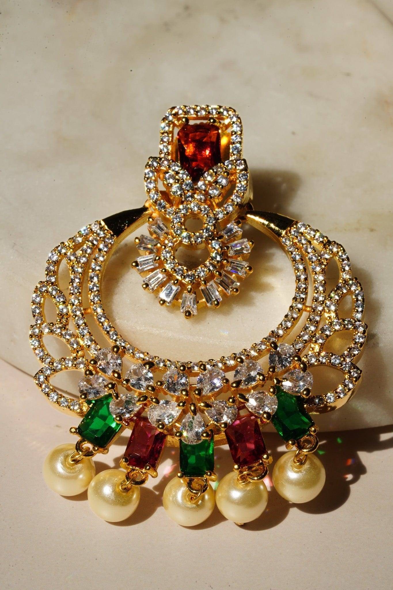 Anaya - Gold AD Chandbali Earrings Chandbali from Inaury