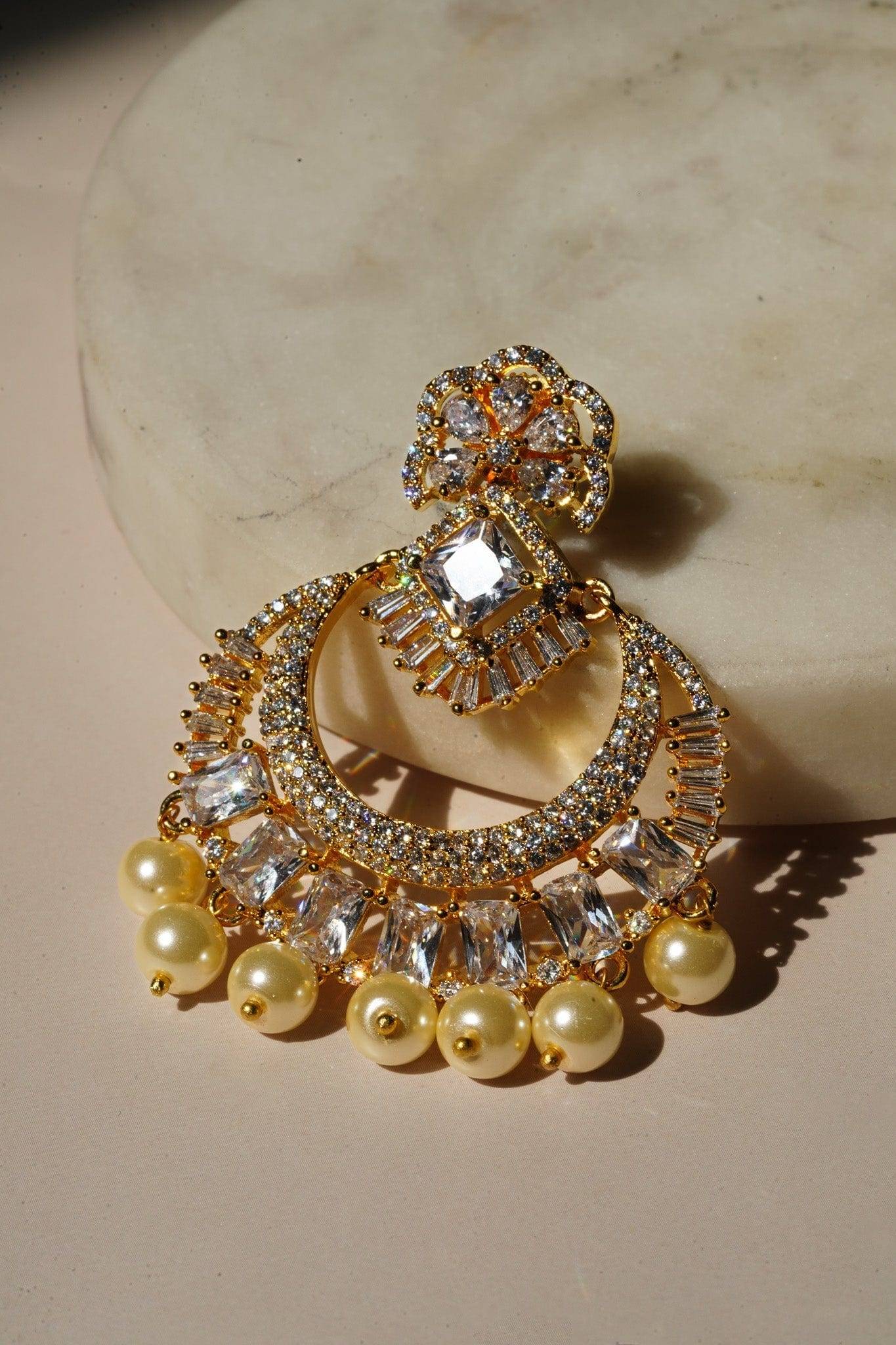 Anaya - Gold AD Chandbali Earrings Chandbali from Inaury