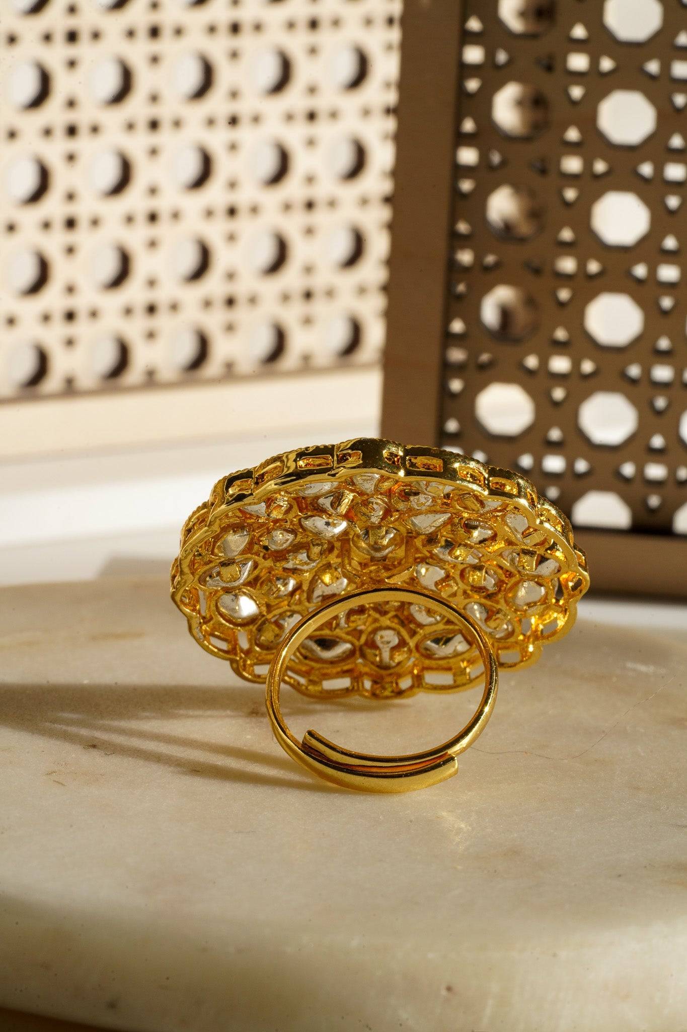 Anjali - Kundan Adjustable Statement Ring Rings from Inaury