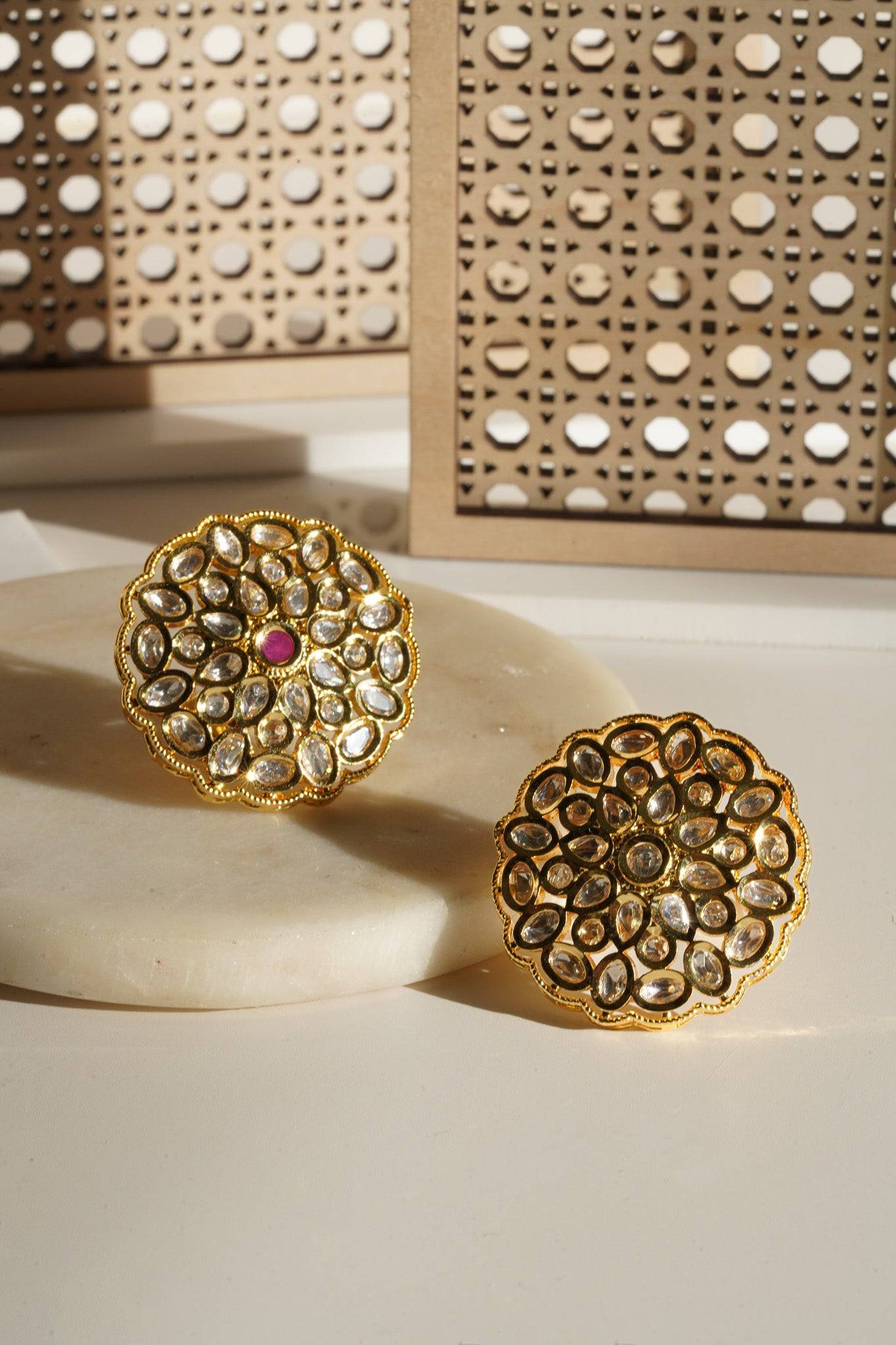 Anjali - Kundan Adjustable Statement Ring Rings from Inaury