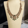 Anne Diamante Accent AD Necklace Set - Rose gold plated with cascading design, featuring diamante accent AD stones and matching dainty earrings, available in rose gold & white, rose gold & pink, rose gold & green, rose gold & sapphire blue, and rose gold & maroon.