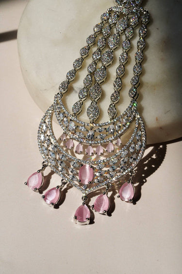 Aurora - Silver & Pink AD Passa-Jhoomer Passa - Jhoomer from Inaury