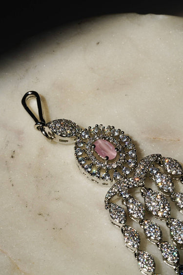 Aurora - Silver & Pink AD Passa-Jhoomer Passa - Jhoomer from Inaury