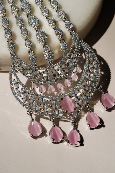 Aurora - Silver & Pink AD Passa-Jhoomer Passa - Jhoomer from Inaury