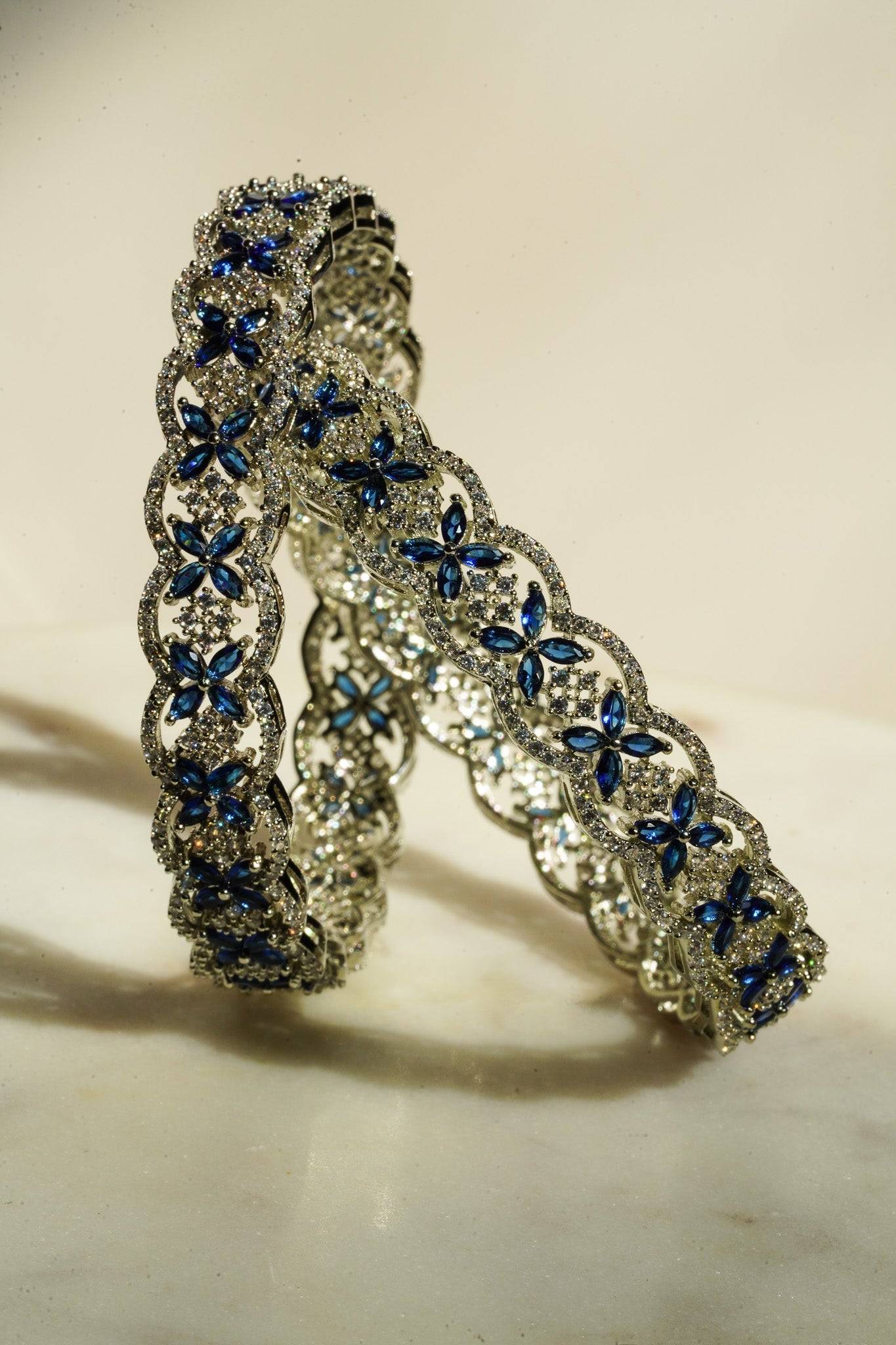 Avika - Sapphire Blue AD Stones (Set of 2) Bangles from Inaury