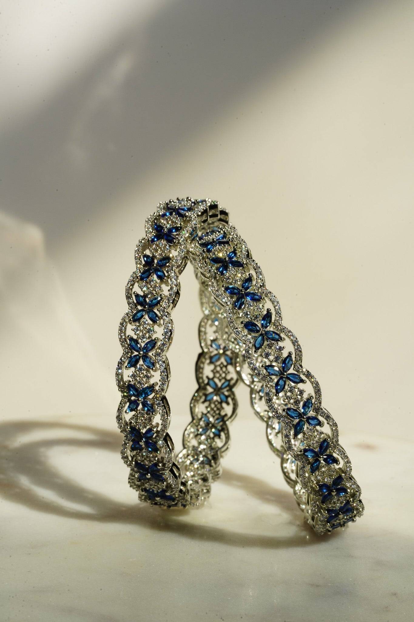 Avika - Sapphire Blue AD Stones (Set of 2) Bangles from Inaury