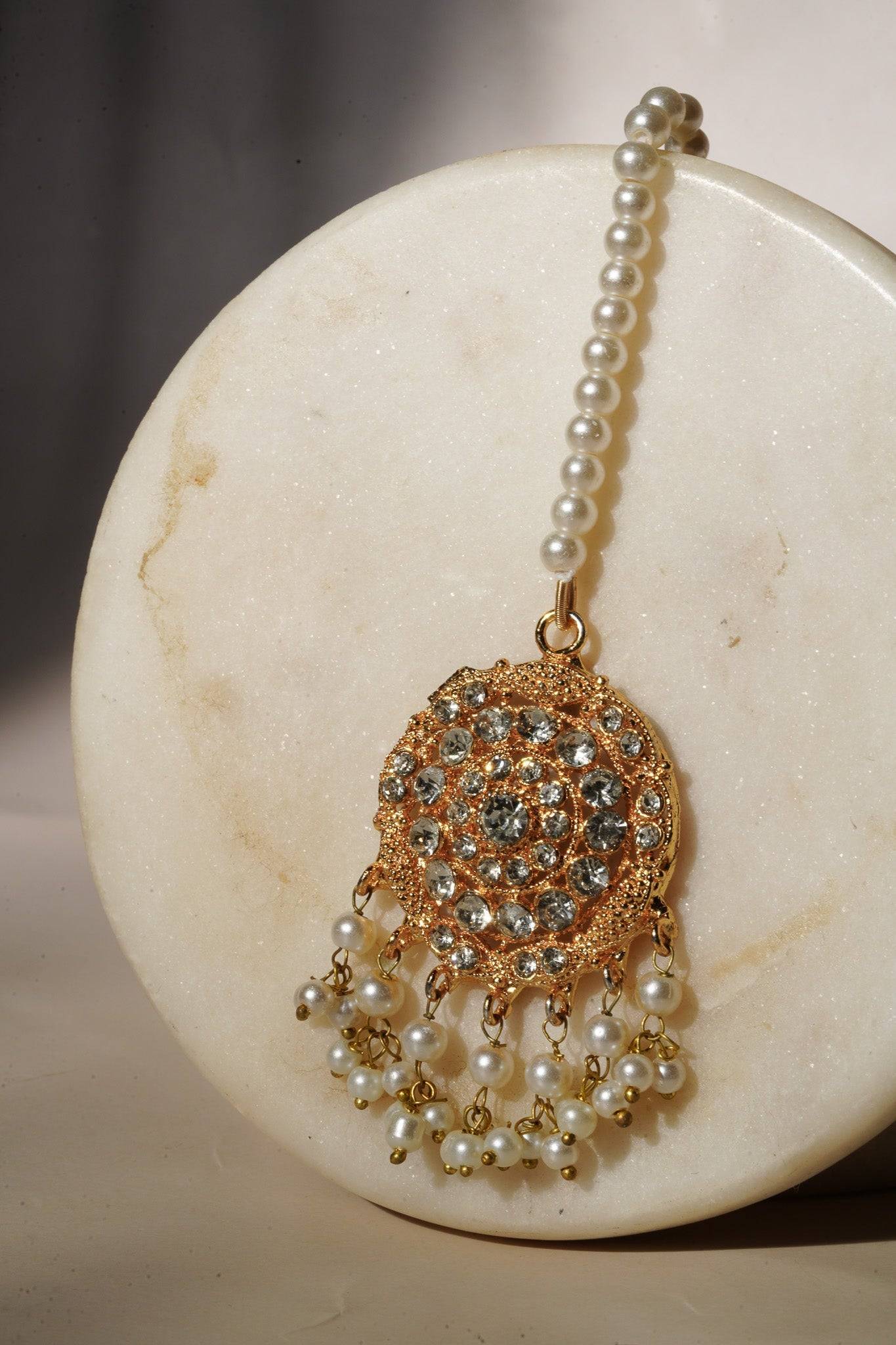 Ayesha - Necklace Set with Earrings and Maang Tikka Choker Necklace Set from Inaury