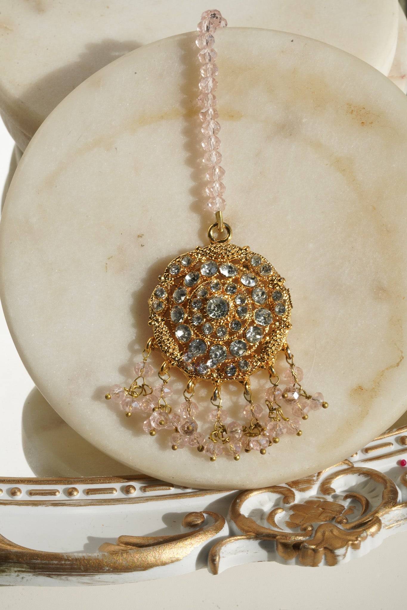 Ayesha - Necklace Set with Earrings and Maang Tikka Choker Necklace Set from Inaury
