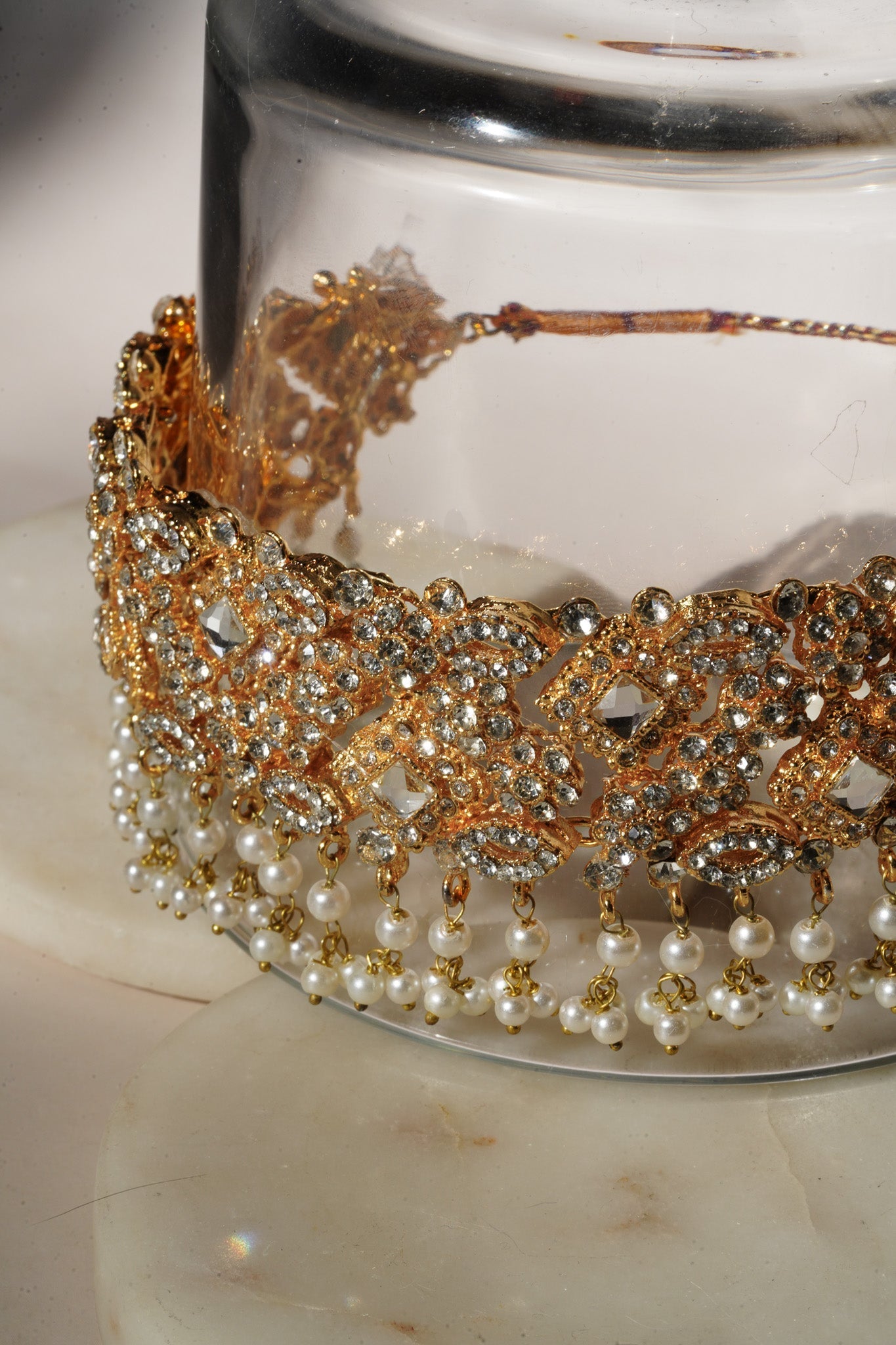 Ayesha - Necklace Set with Earrings and Maang Tikka Choker Necklace Set from Inaury