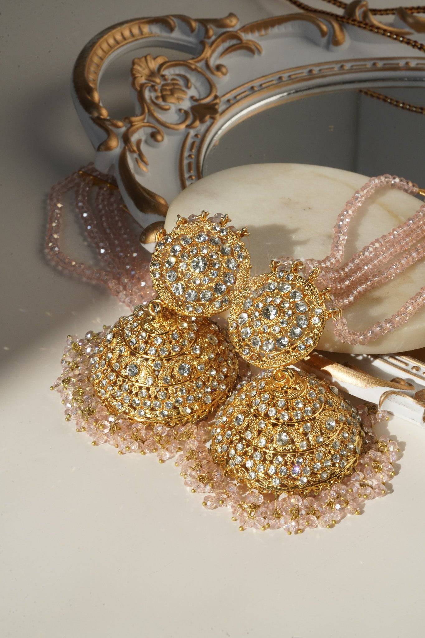 Ayesha - Necklace Set with Earrings and Maang Tikka Choker Necklace Set from Inaury