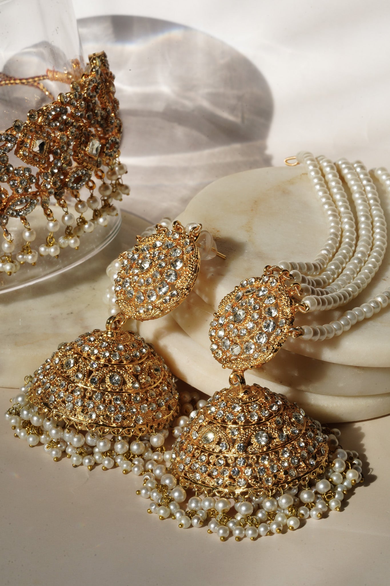 Ayesha - Necklace Set with Earrings and Maang Tikka Choker Necklace Set from Inaury
