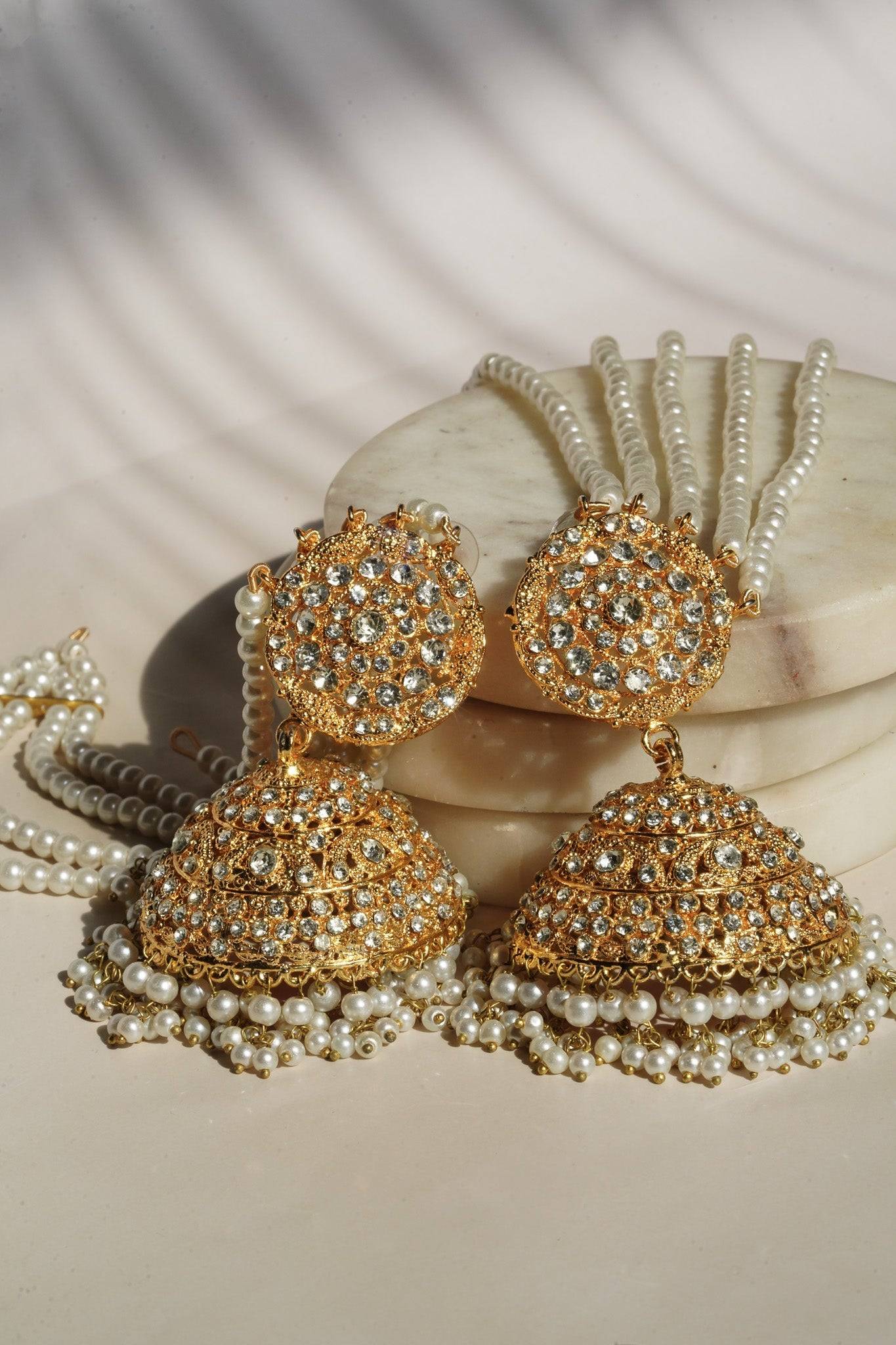 Ayesha - Necklace Set with Earrings and Maang Tikka Choker Necklace Set from Inaury