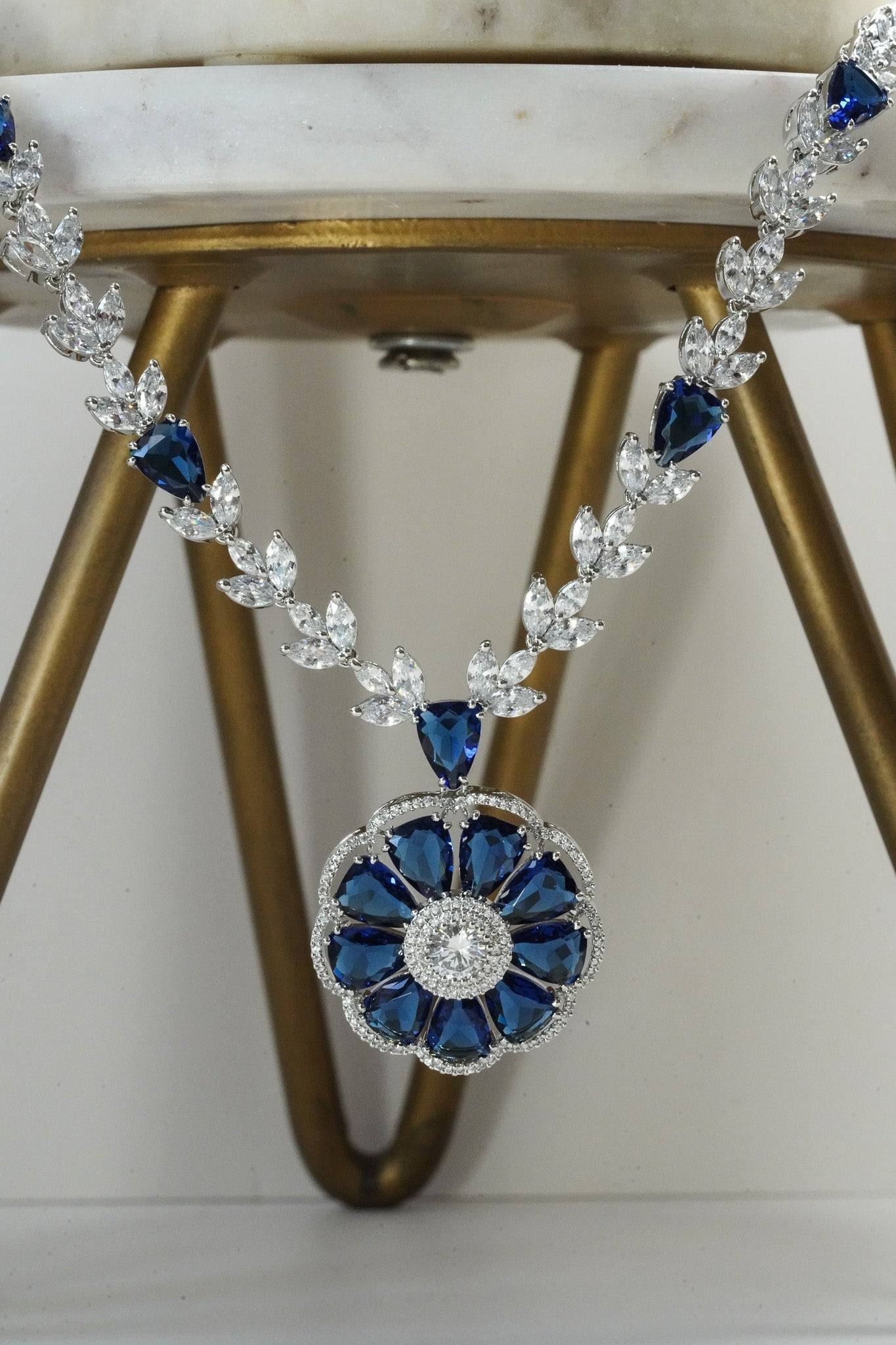 Chahat - Floral AD Necklace Set Classic Necklace Set from Inaury