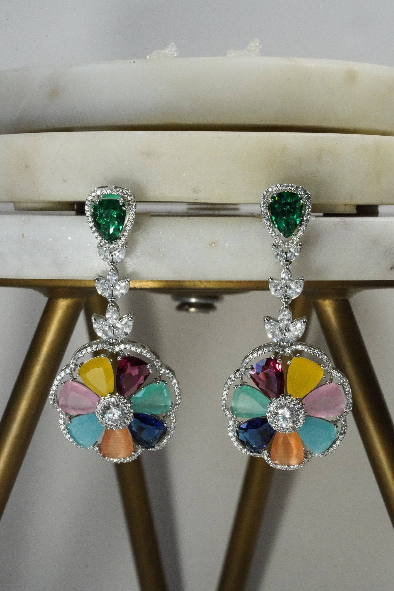 Chahat - Floral AD Necklace Set Classic Necklace Set from Inaury