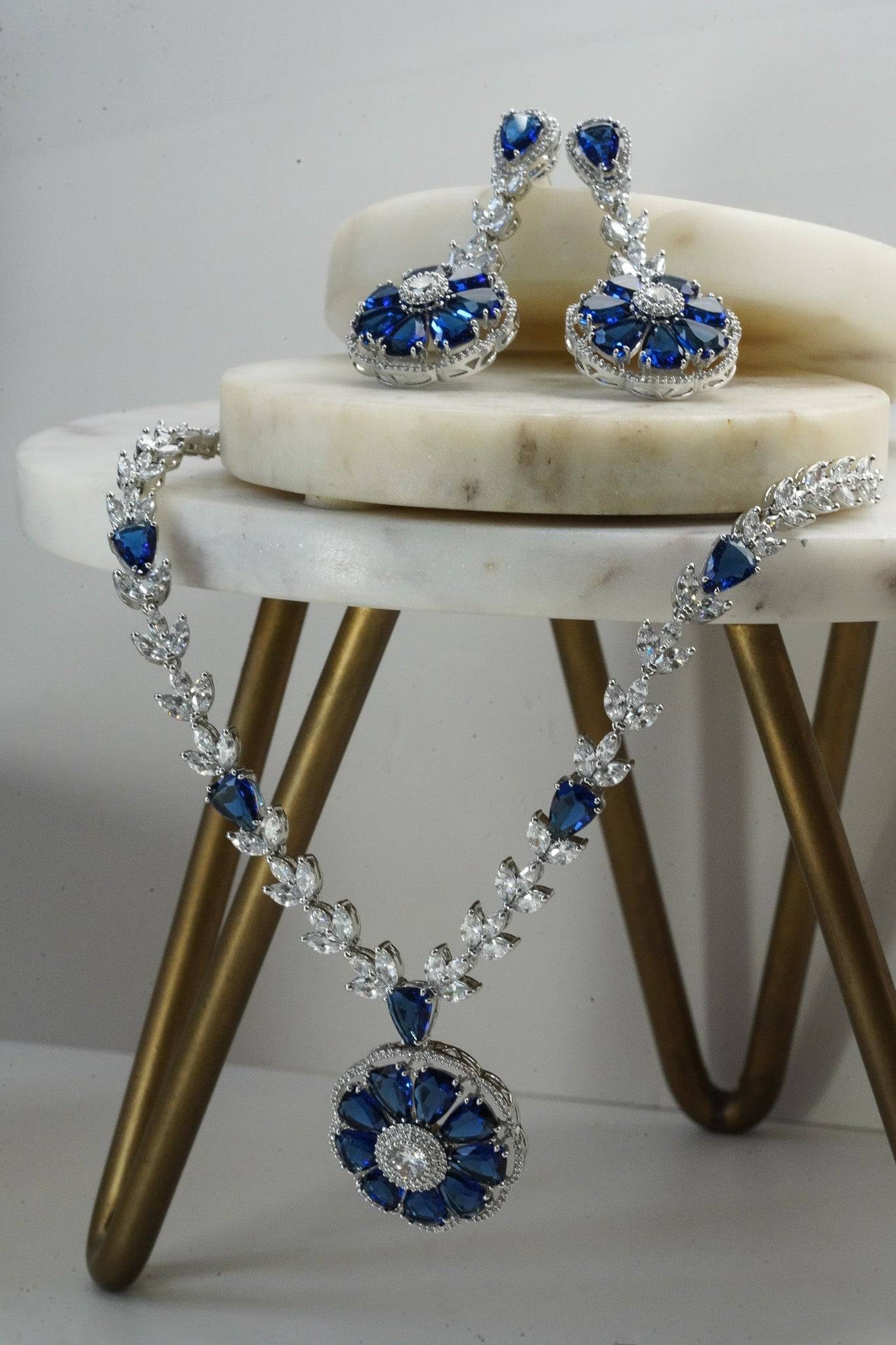 Chahat - Floral AD Necklace Set Classic Necklace Set from Inaury