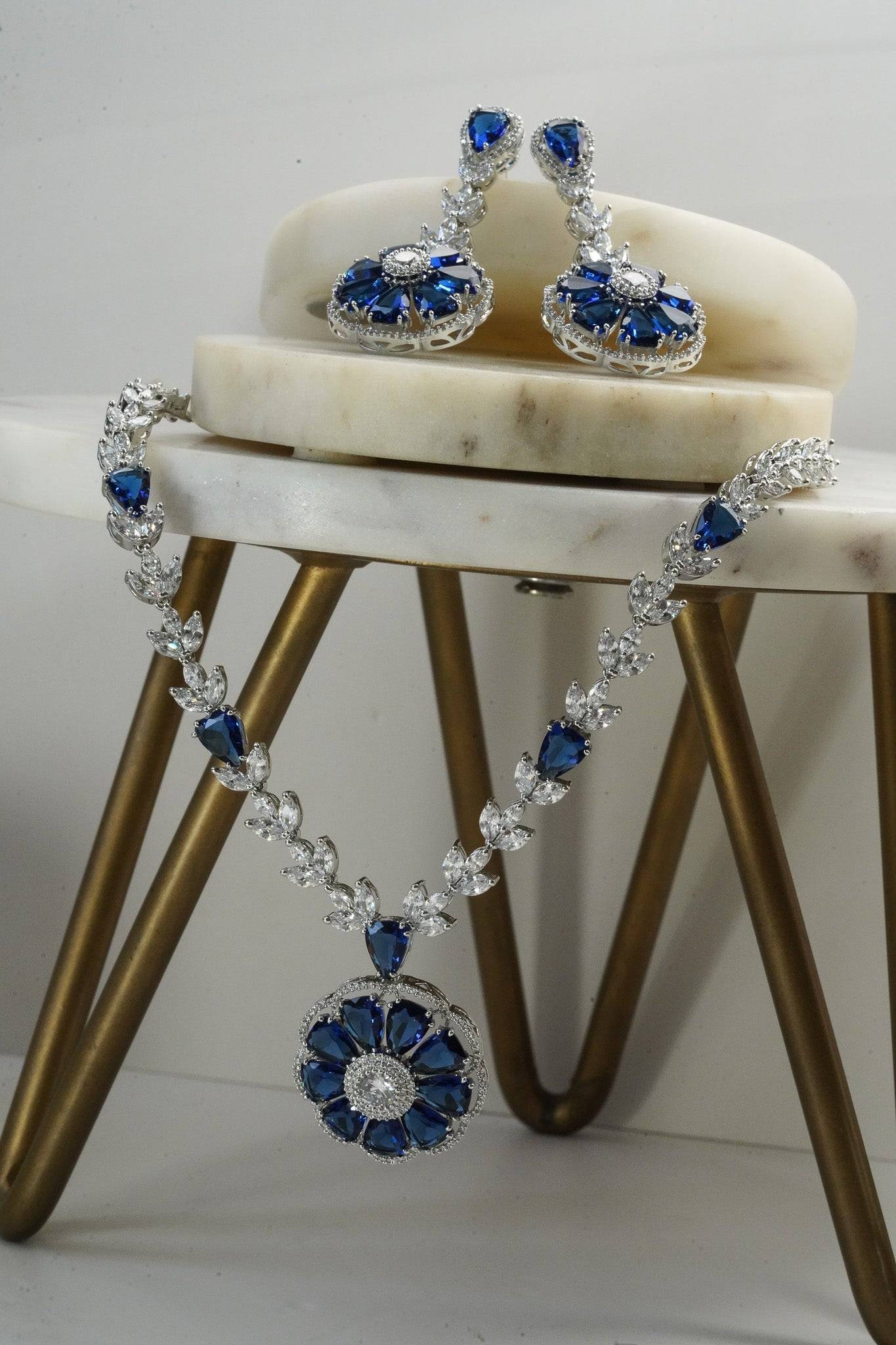 Chahat - Floral AD Necklace Set Classic Necklace Set from Inaury
