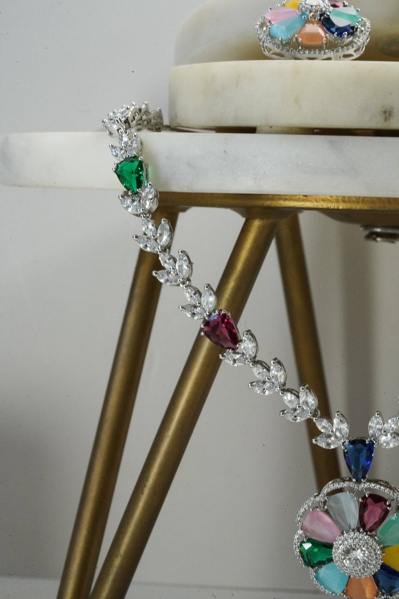 Chahat - Floral AD Necklace Set Classic Necklace Set from Inaury