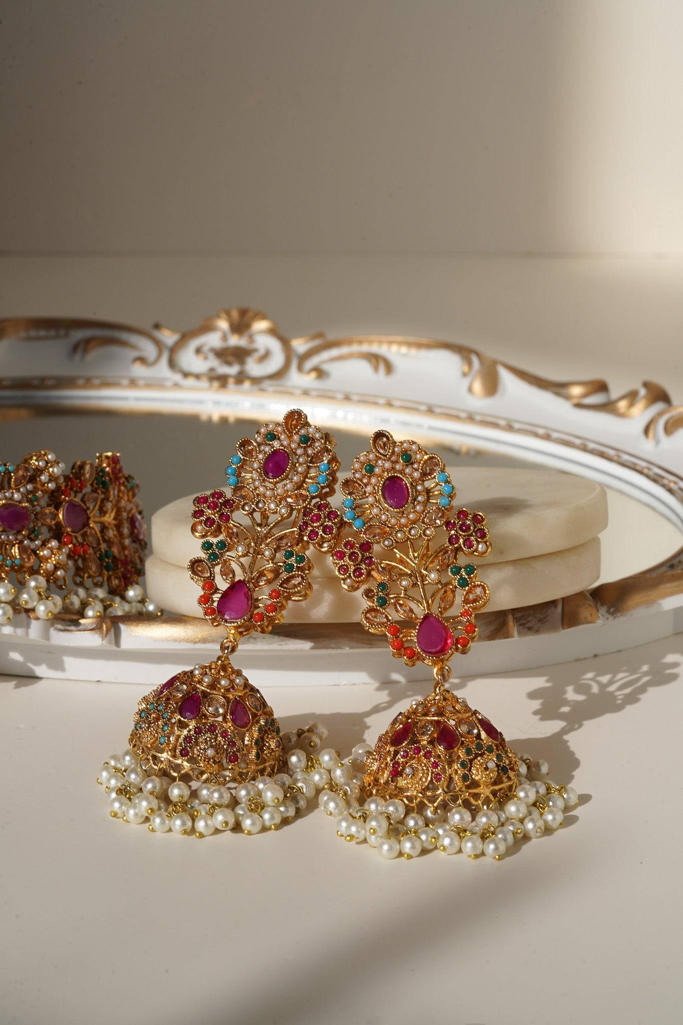 Chaya - Choker Necklace & Jhumka Earring Set Choker Necklace Set from Inaury