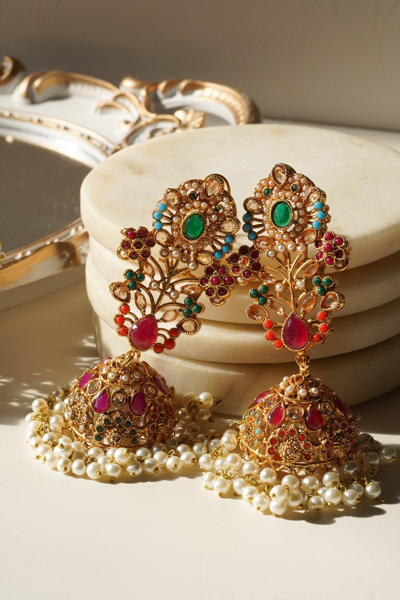 Chaya - Choker Necklace & Jhumka Earring Set Choker Necklace Set from Inaury