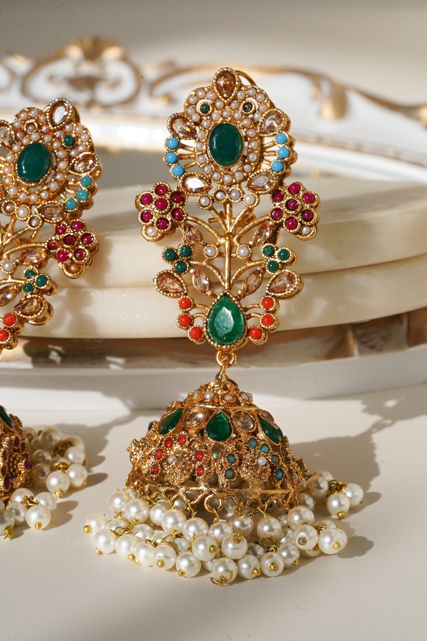 Chaya - Choker Necklace & Jhumka Earring Set Choker Necklace Set from Inaury