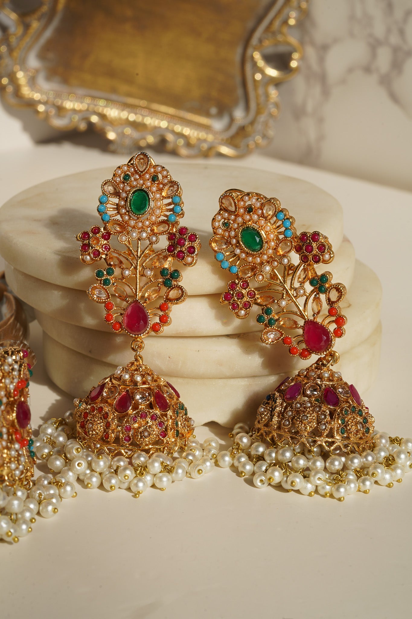 Chaya - Choker Necklace & Jhumka Earring Set Choker Necklace Set from Inaury
