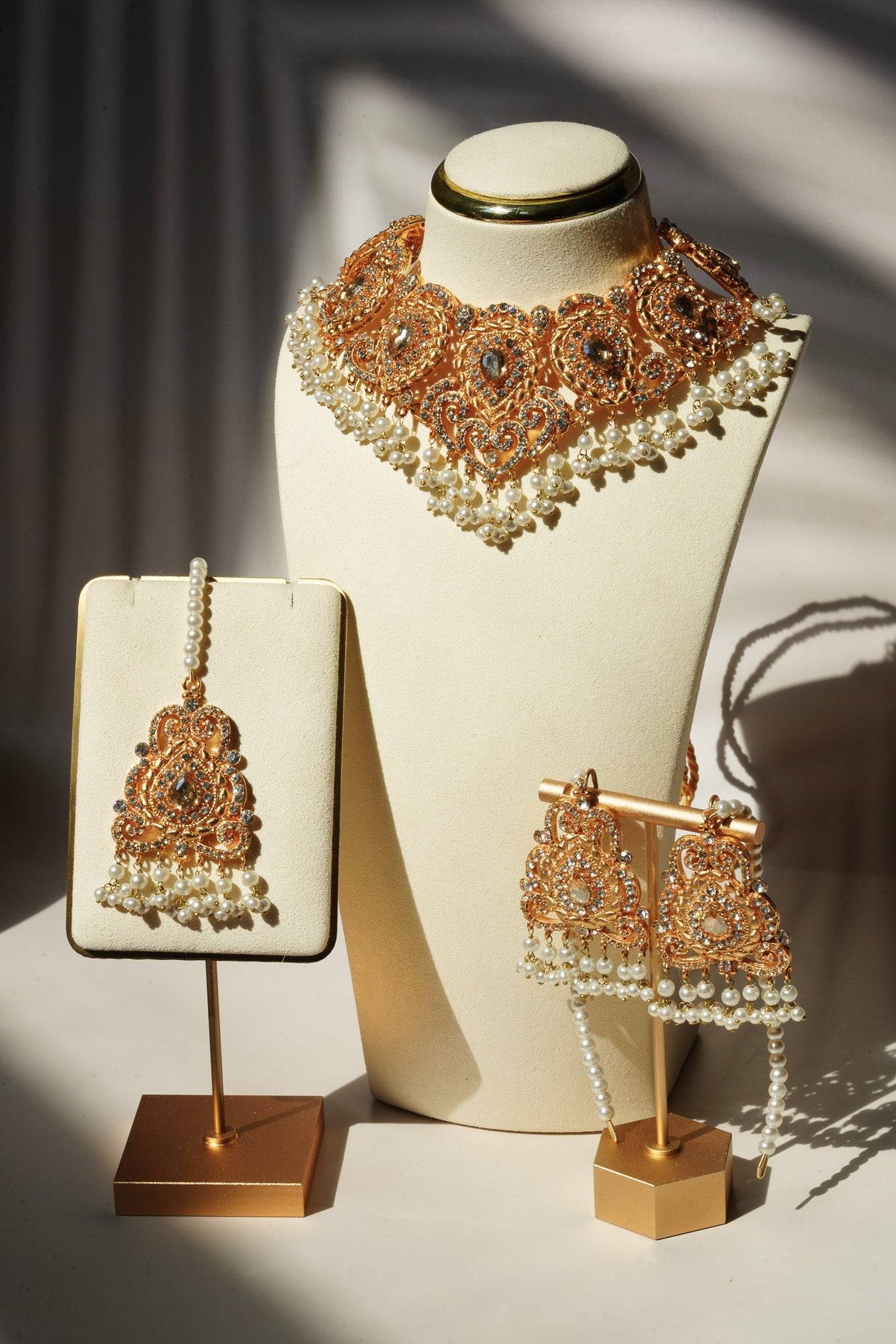 Diya - Gold & Pearl Necklace Set Classic Necklace Set from Inaury