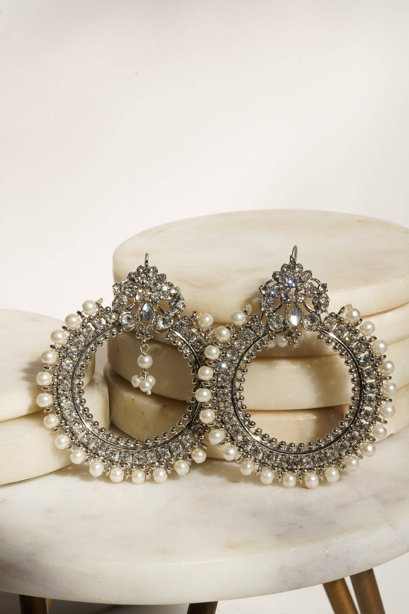 Emma - Round Chandbali Earrings and Maang Tikka Set Earrings & Tikka Set from Inaury