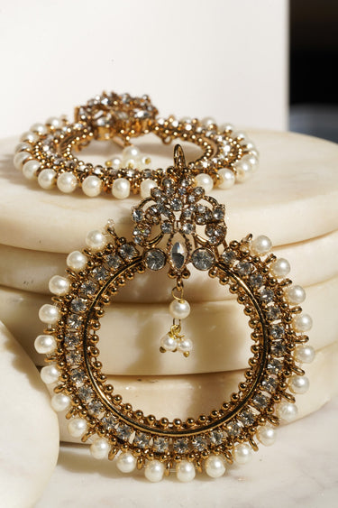 Emma Round Chandbali Earrings and Maang Tikka Set - Pakistani Jewelry