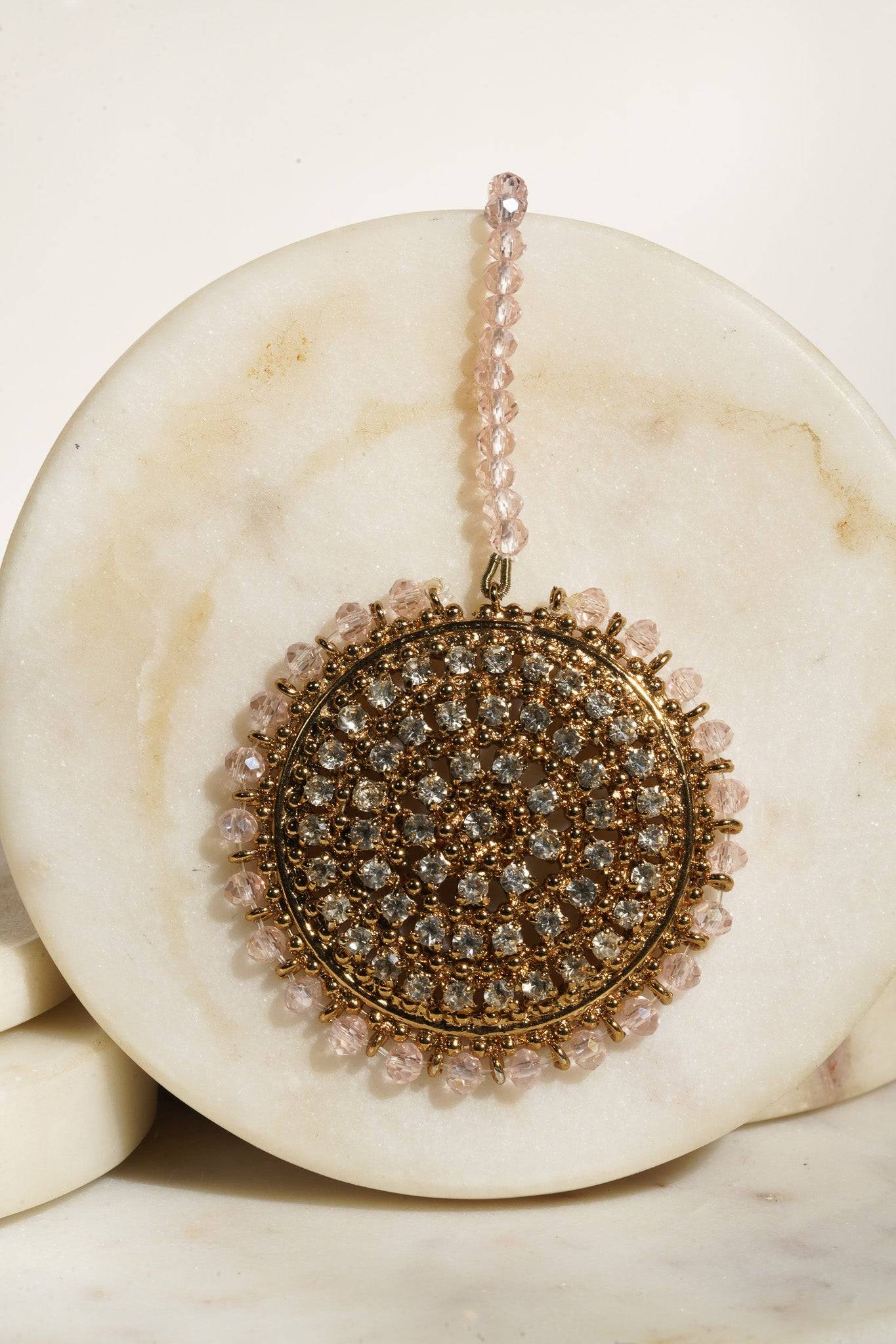 Emma Round Chandbali Earrings and Maang Tikka Set - Pakistani Jewelry