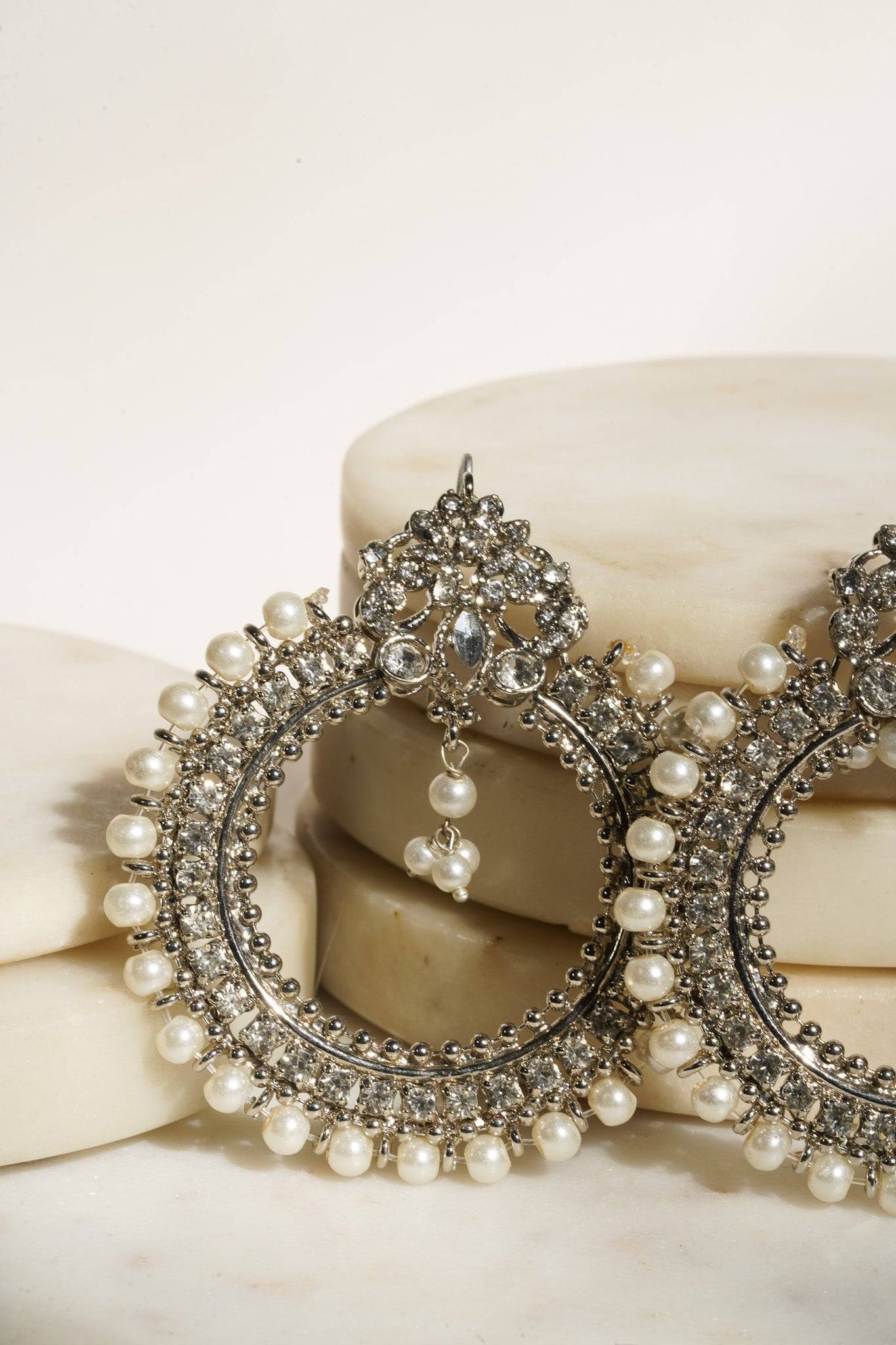 Emma - Round Chandbali Earrings and Maang Tikka Set Earrings & Tikka Set from Inaury