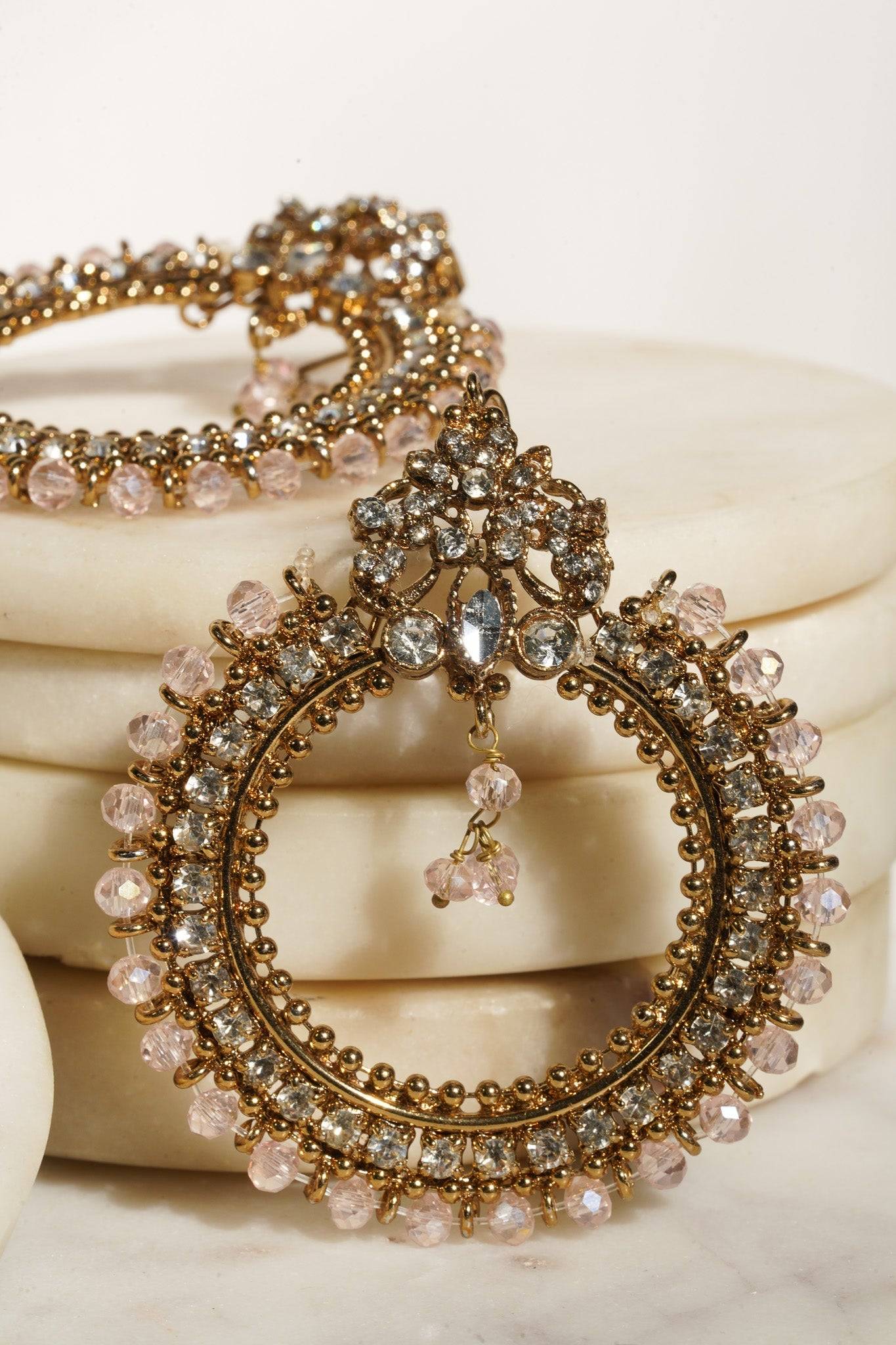 Emma Round Chandbali Earrings and Maang Tikka Set - Pakistani Jewelry