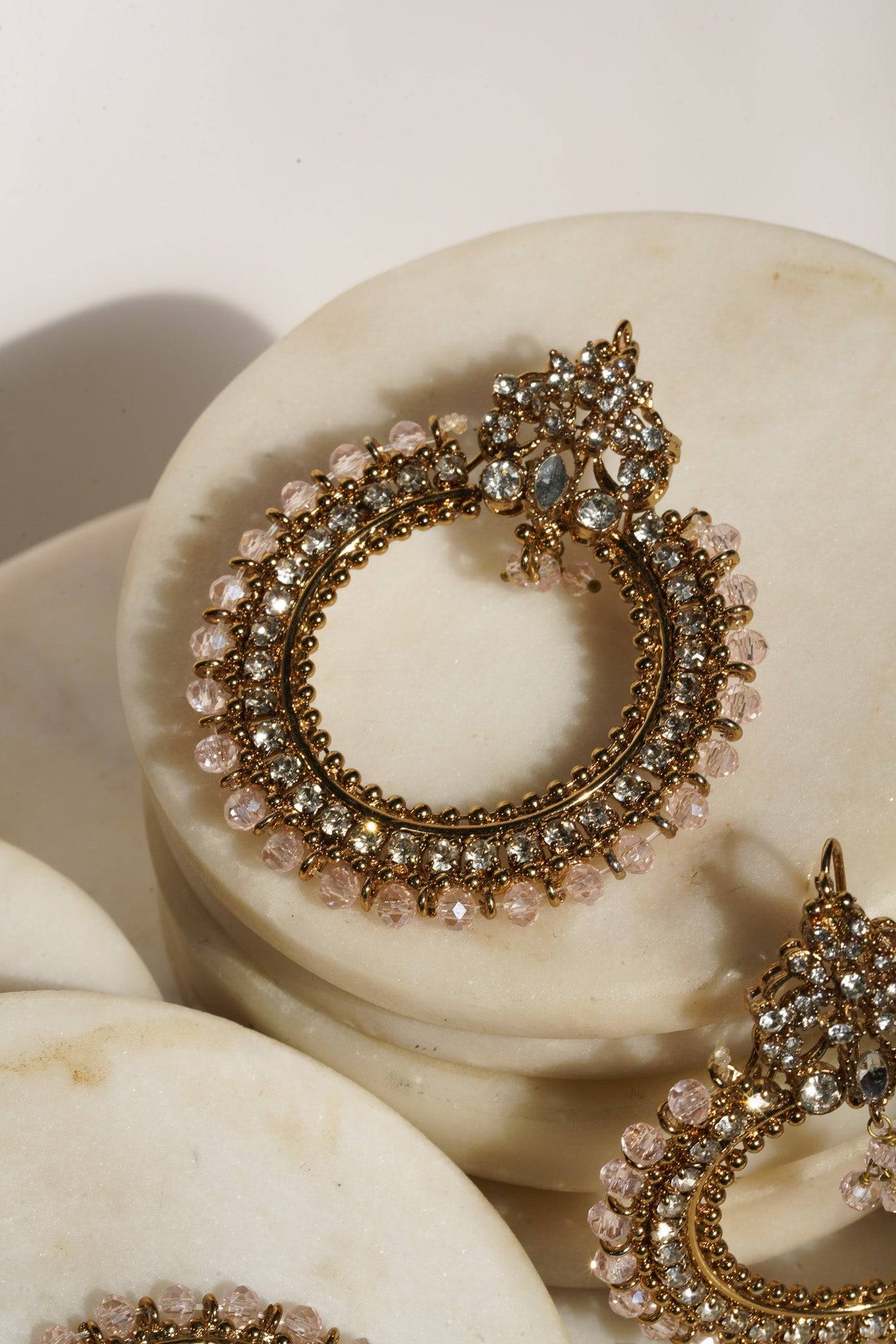 Emma - Round Chandbali Earrings and Maang Tikka Set Earrings & Tikka Set from Inaury