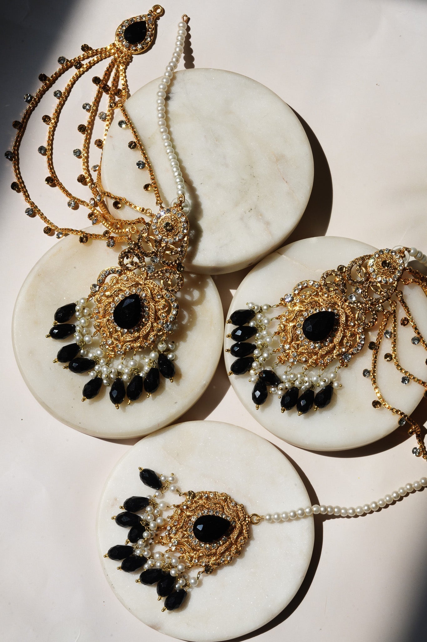 Ibna - Elongated Statement Earrings With Sahara & Tikka Earrings & Tikka Set from Inaury