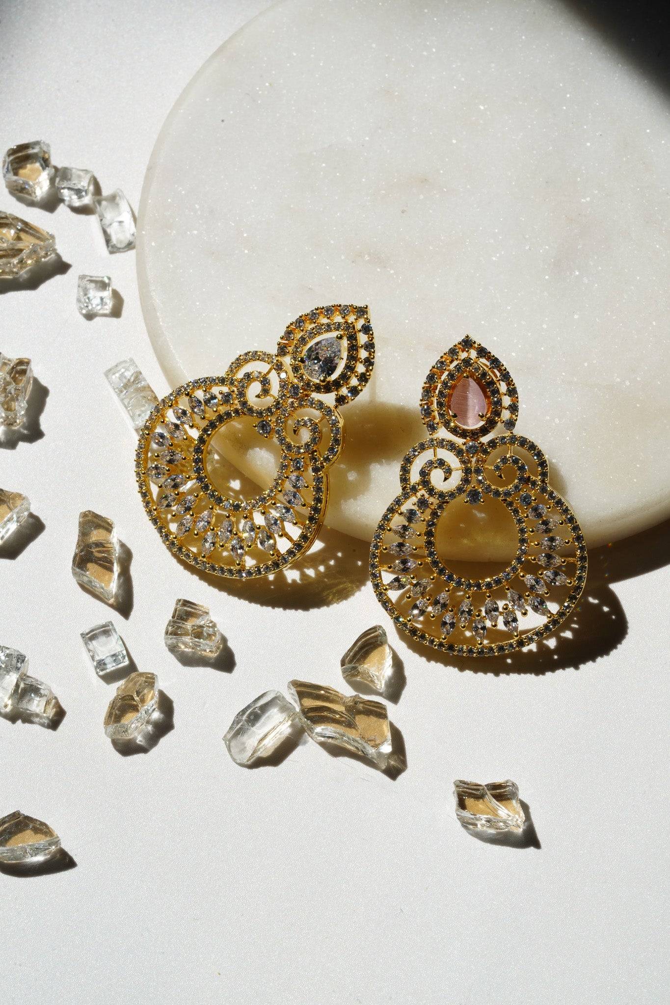 Ilma- Dainty Paisley Chandbali AD Earrings Chandbali from Inaury