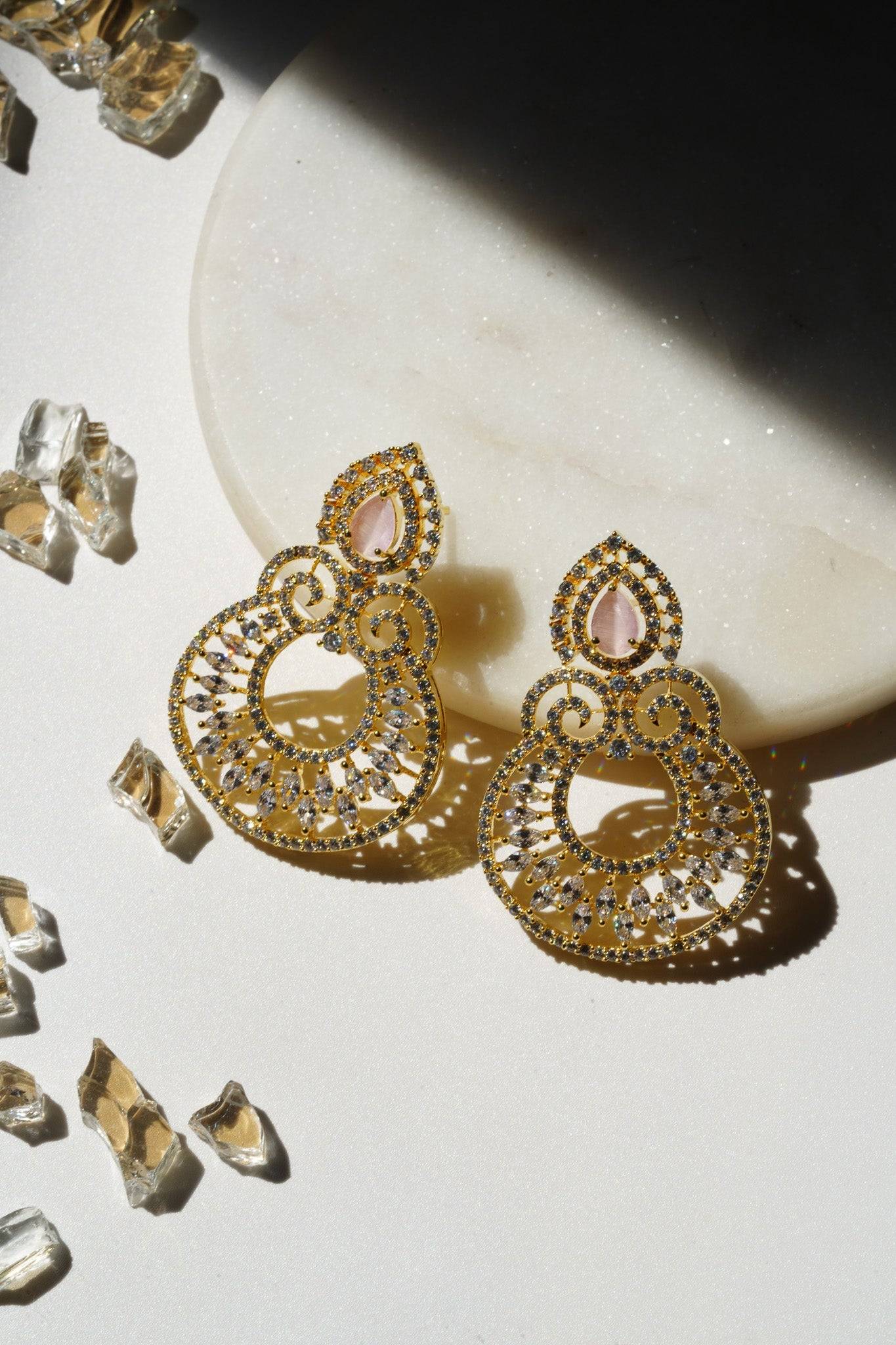 Ilma- Dainty Paisley Chandbali AD Earrings Chandbali from Inaury