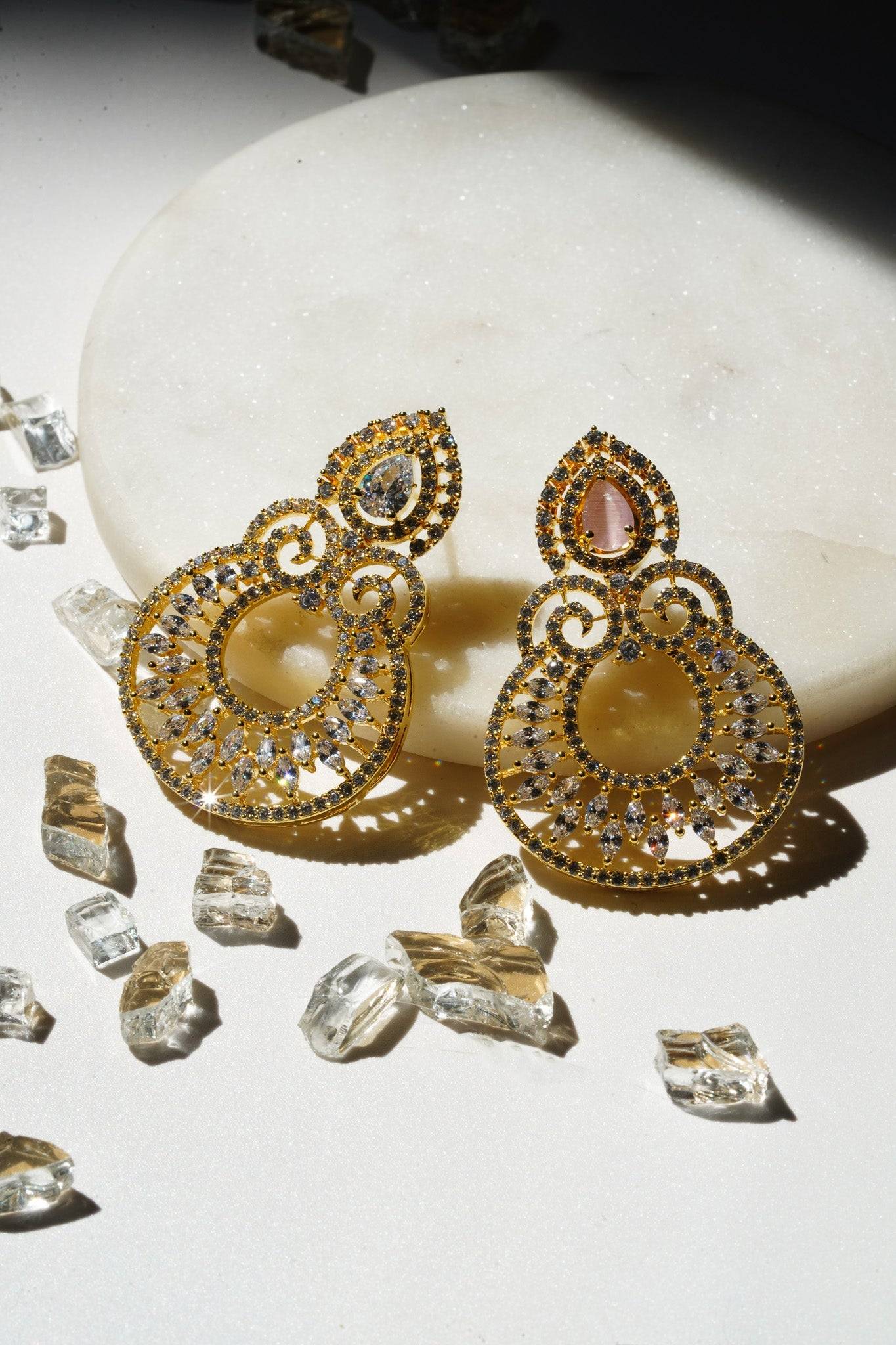 Ilma- Dainty Paisley Chandbali AD Earrings Chandbali from Inaury