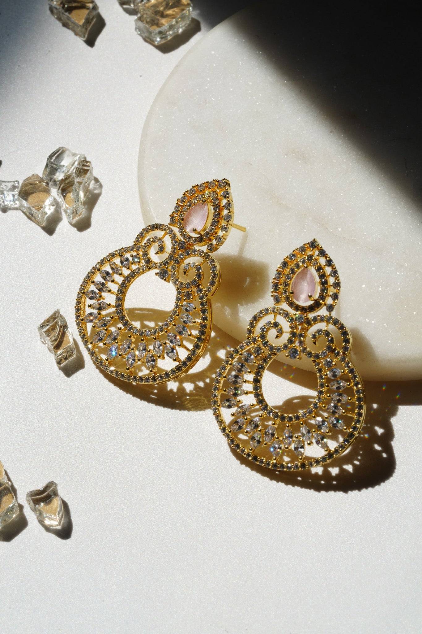 Ilma- Dainty Paisley Chandbali AD Earrings Chandbali from Inaury