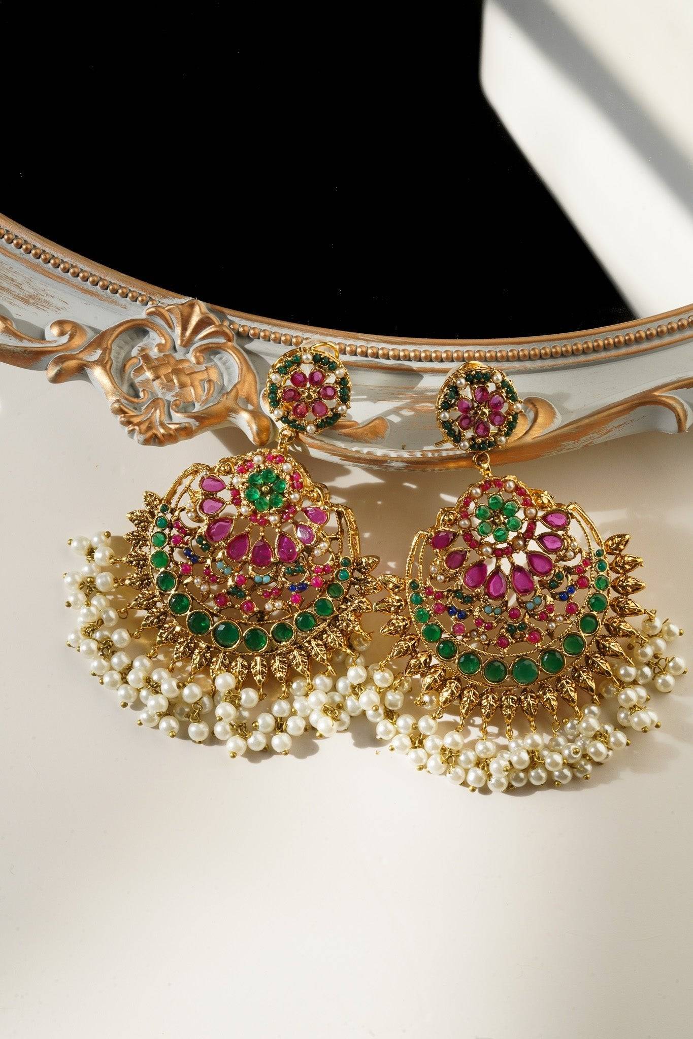 Inaya - Oversized Statement Earrings & Tikka Set Earrings & Tikka Set from Inaury