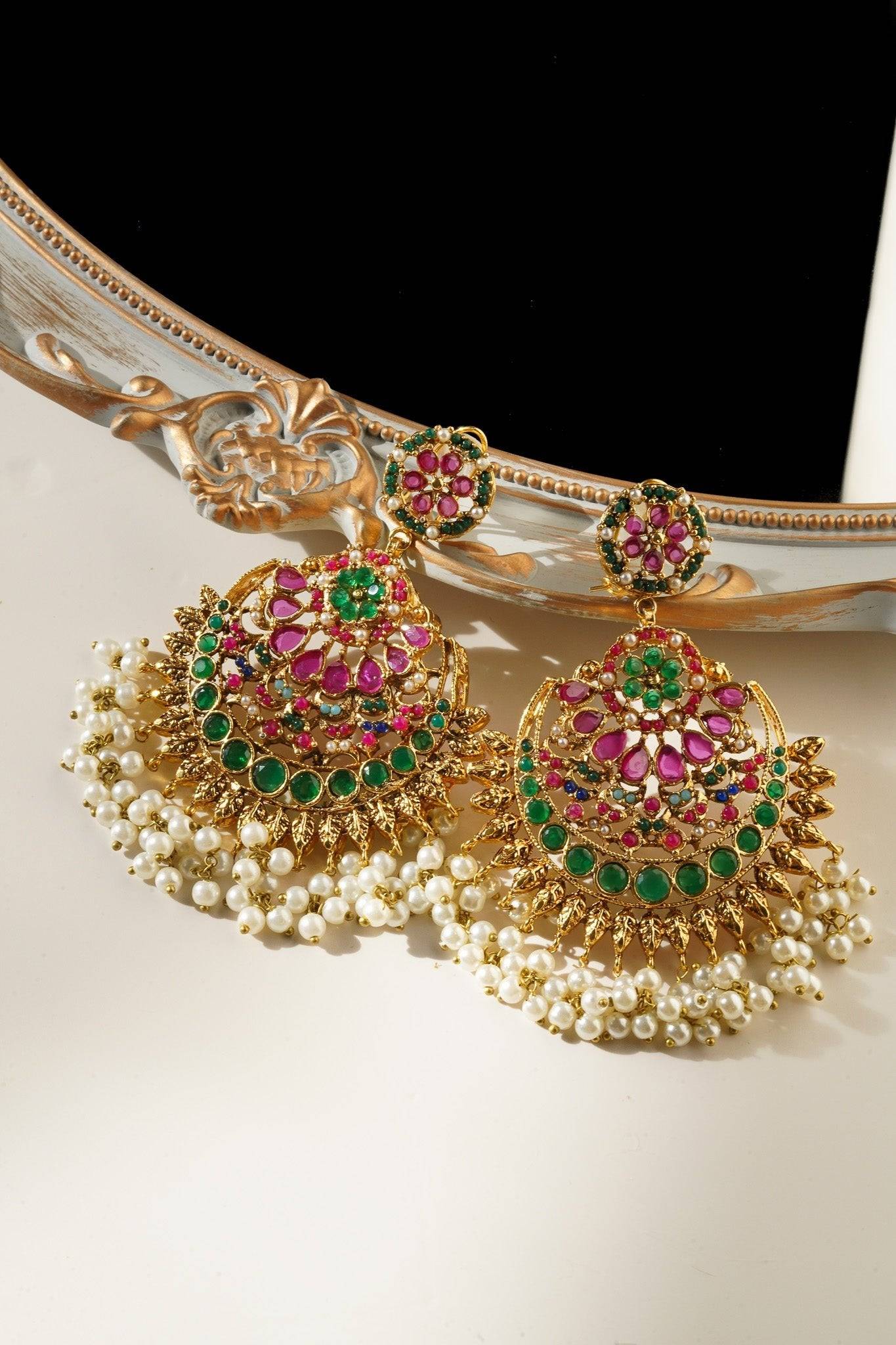 Inaya - Oversized Statement Earrings & Tikka Set Earrings & Tikka Set from Inaury