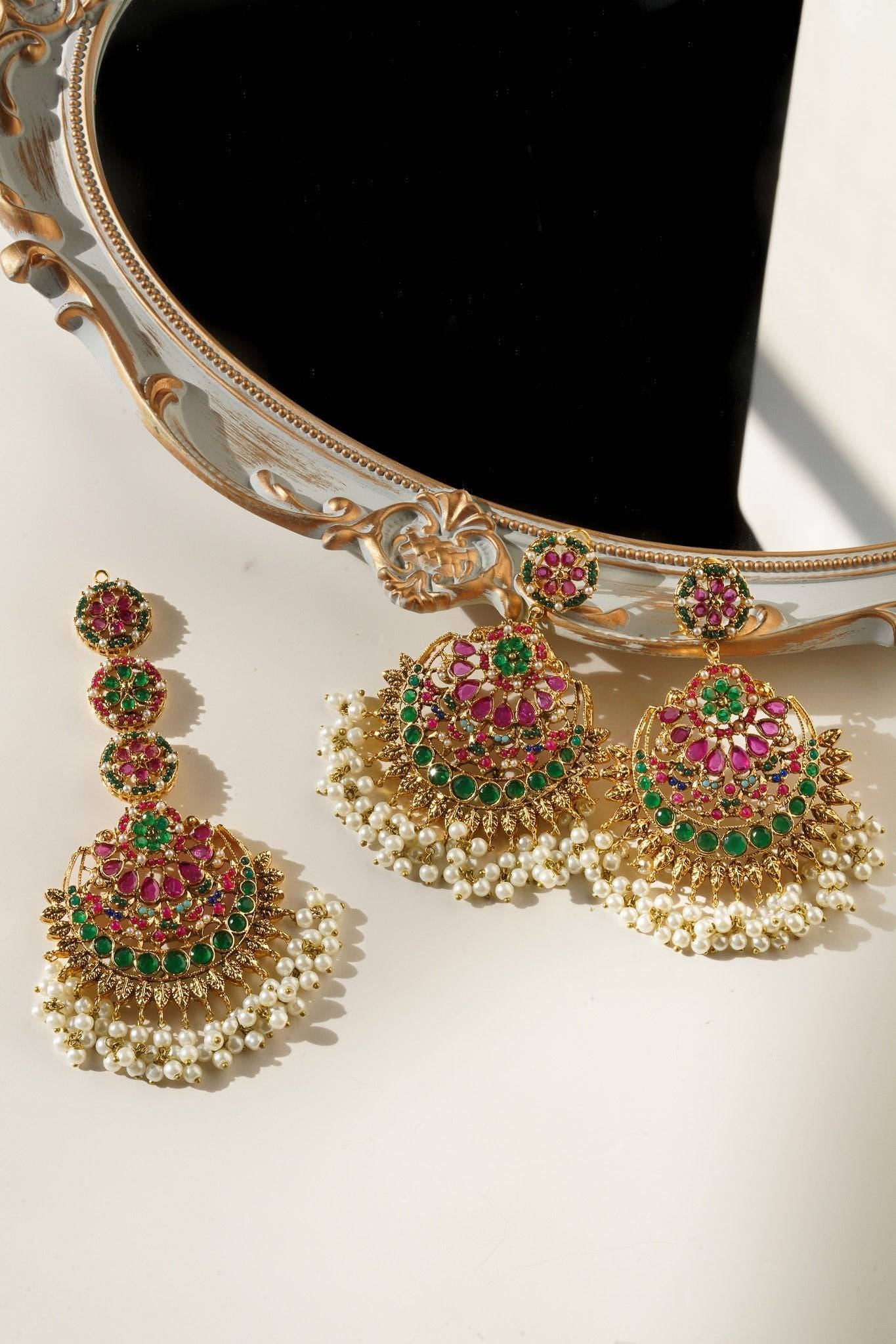 Inaya - Oversized Statement Earrings & Tikka Set Earrings & Tikka Set from Inaury