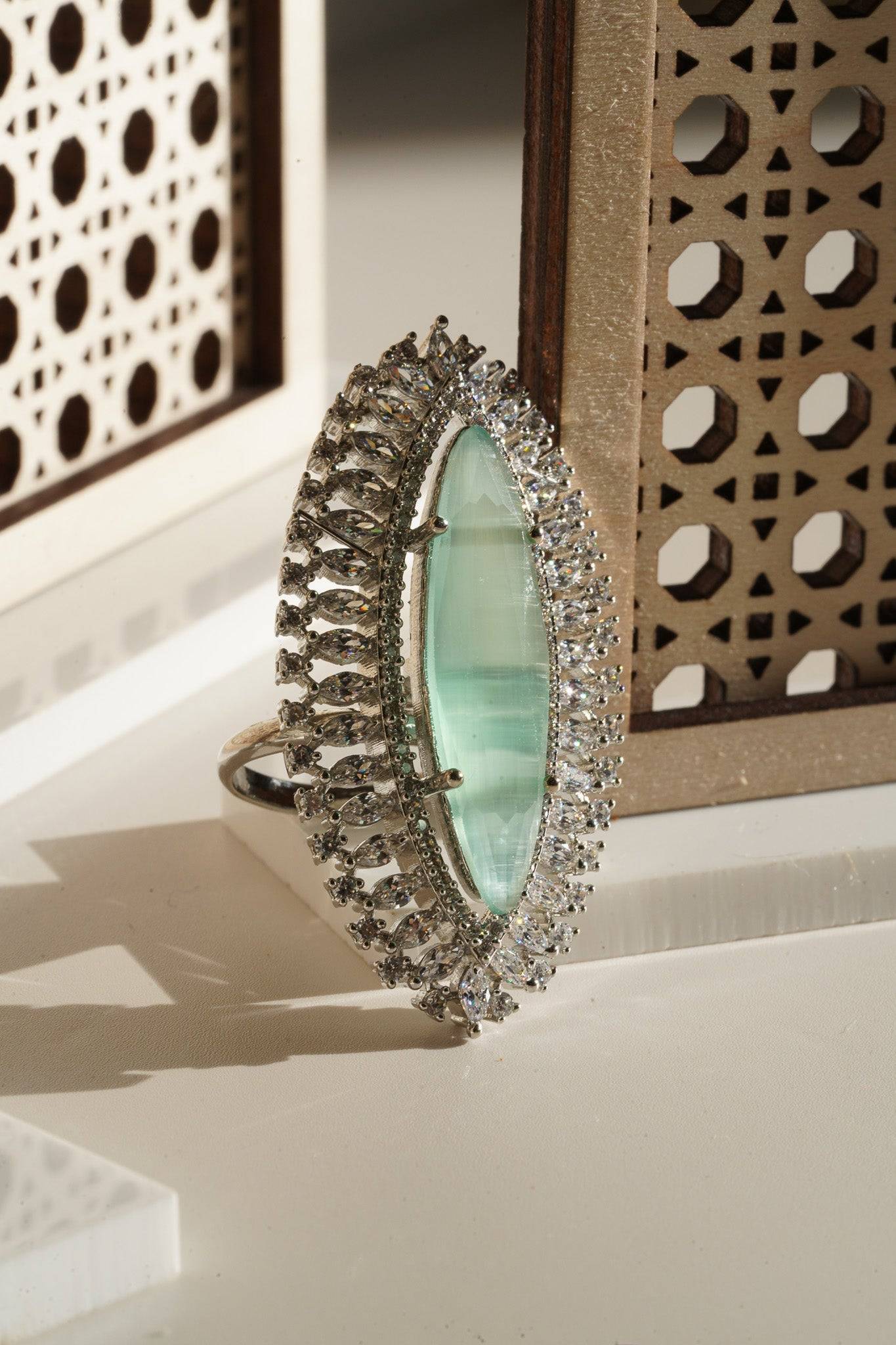Januvia - Marquise Cut Adjustable AD Statement Ring Rings from Inaury