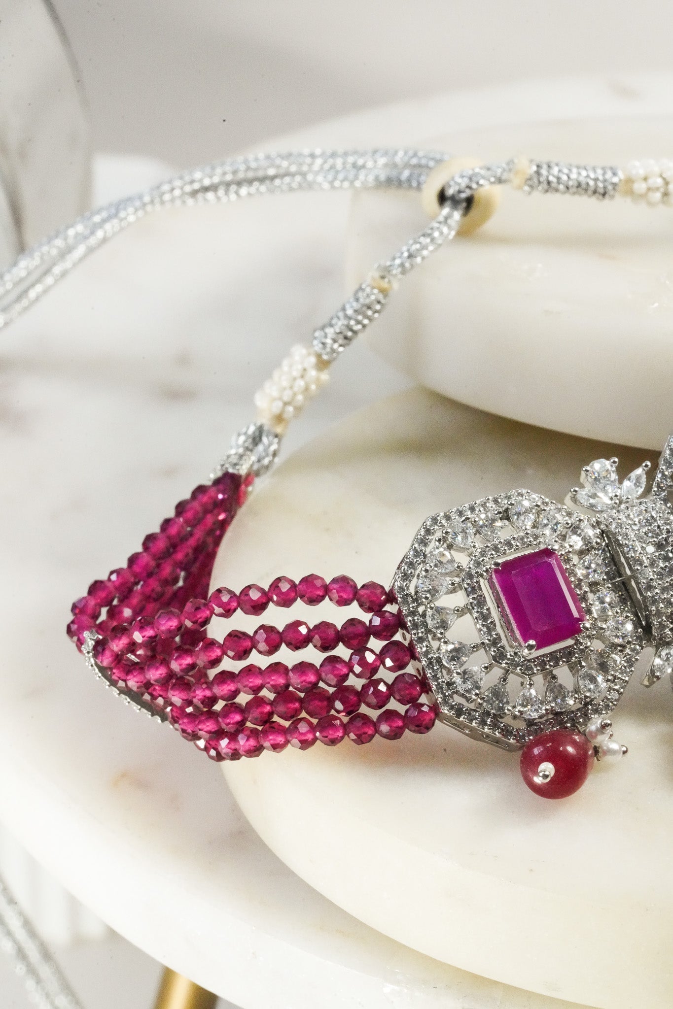 Jhanvi - AD Choker Necklace Set Choker Necklace Set from Inaury