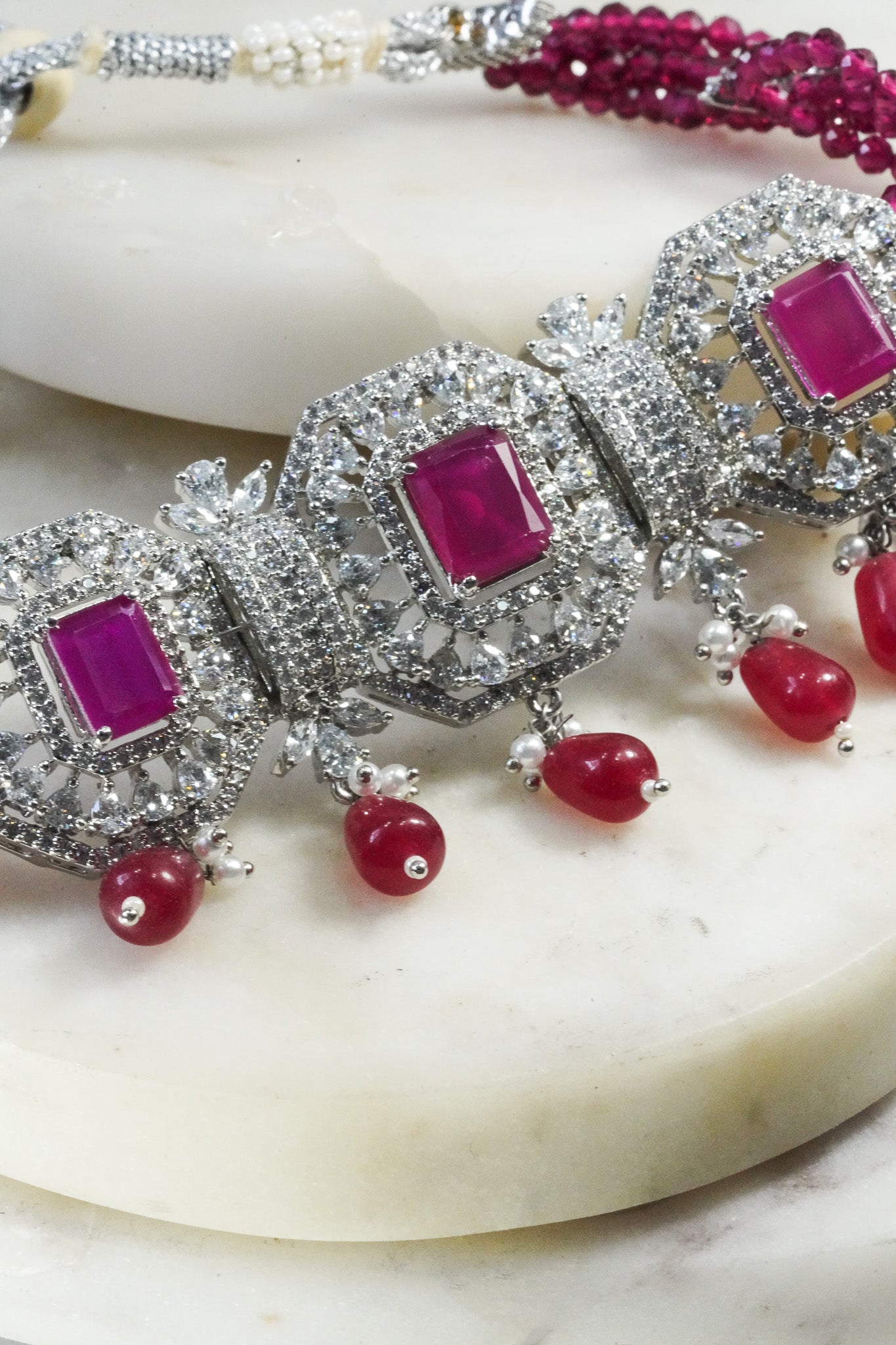 Jhanvi - AD Choker Necklace Set Choker Necklace Set from Inaury
