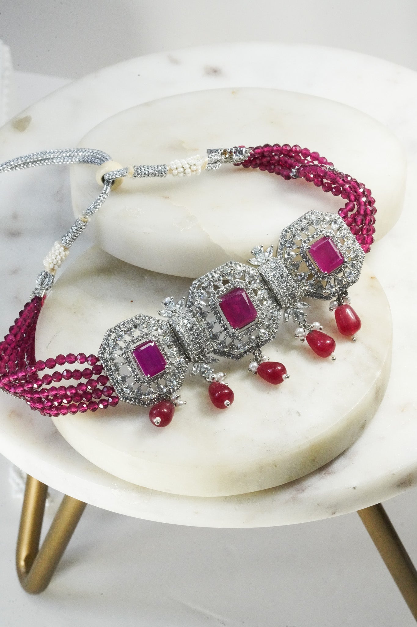 Jhanvi - AD Choker Necklace Set Choker Necklace Set from Inaury