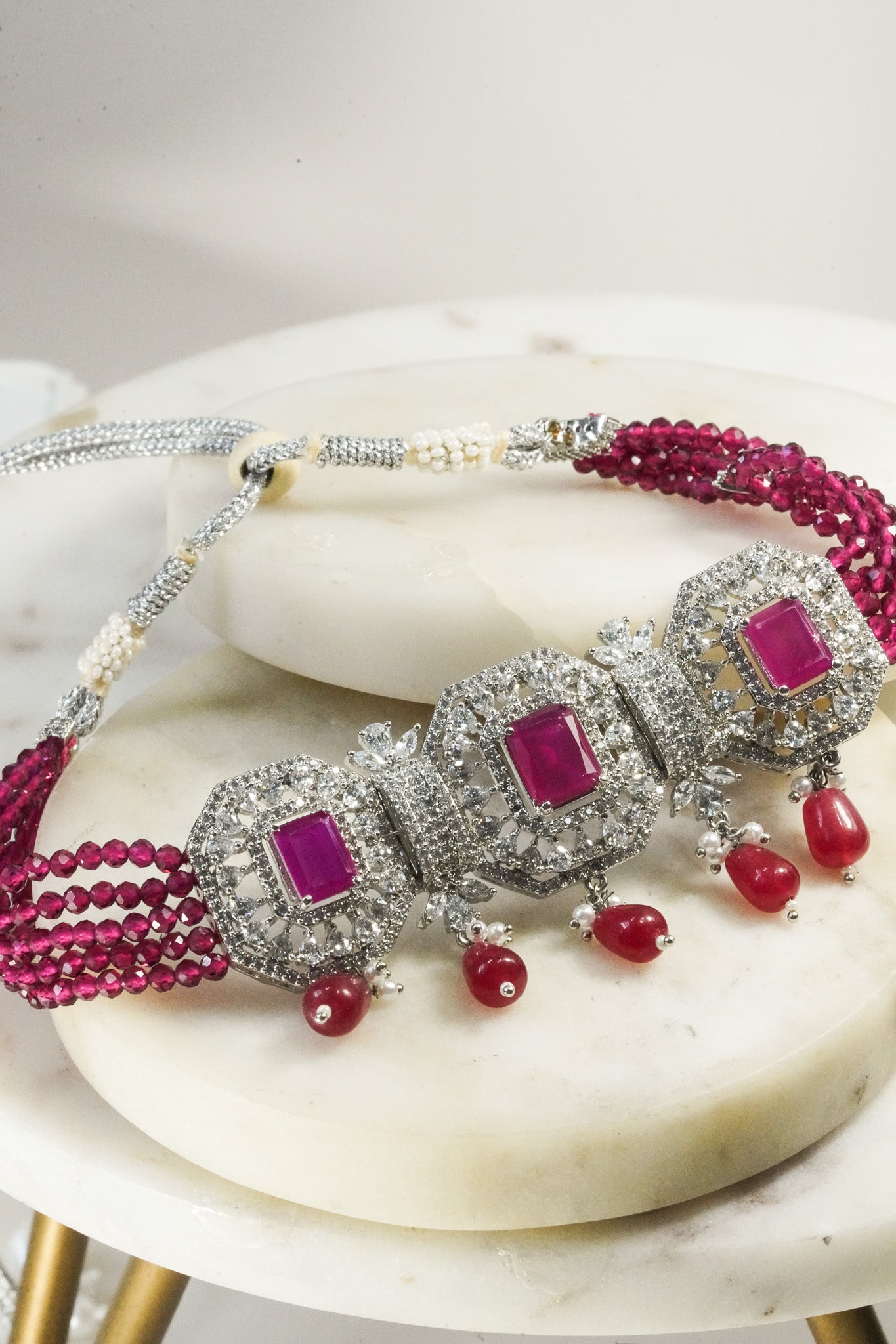 Jhanvi - AD Choker Necklace Set Choker Necklace Set from Inaury