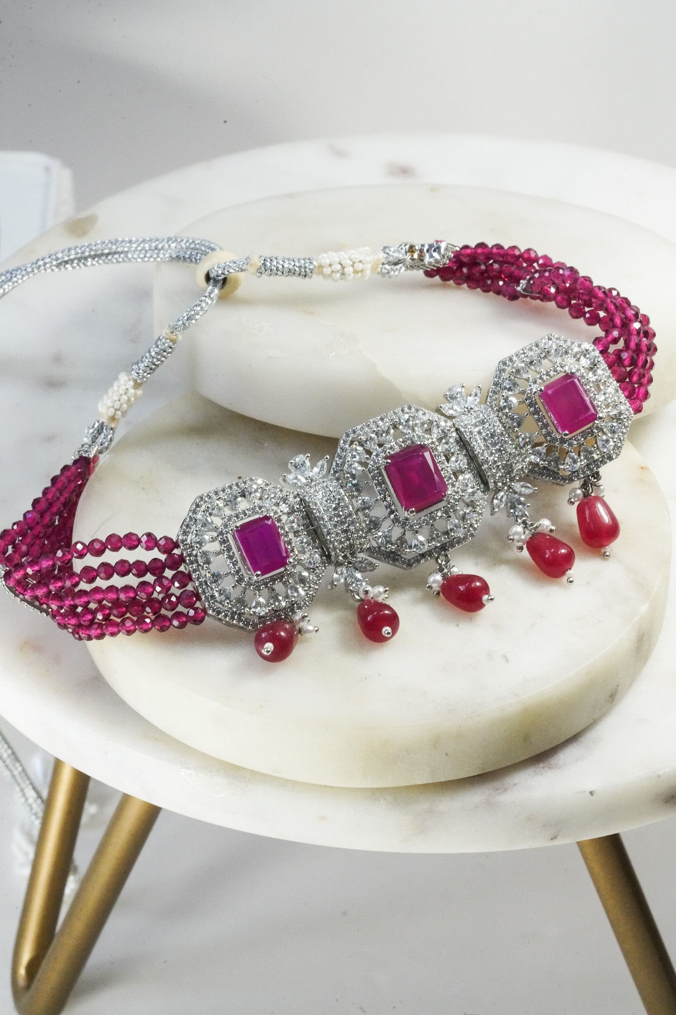 Jhanvi - AD Choker Necklace Set Choker Necklace Set from Inaury