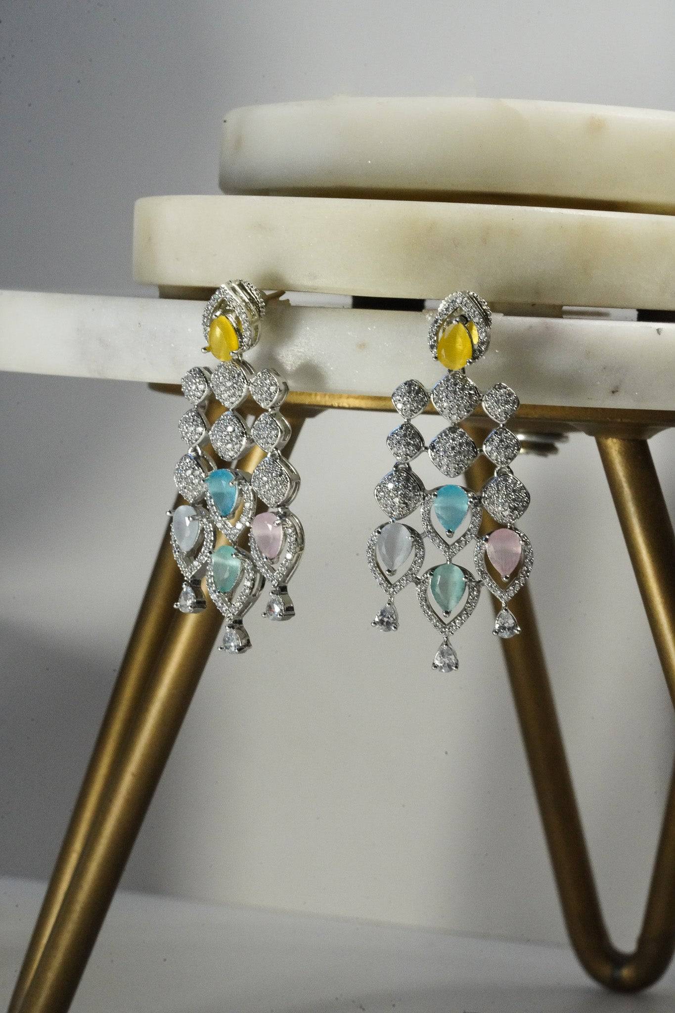 Jyoti - Pastel AD Necklace Set Classic Necklace Set from Inaury