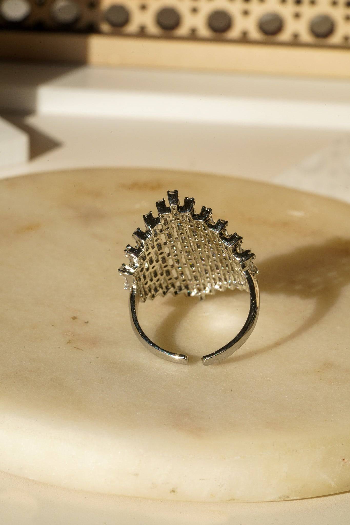 Kiran - Geometric Adjustable AD Ring Rings from Inaury